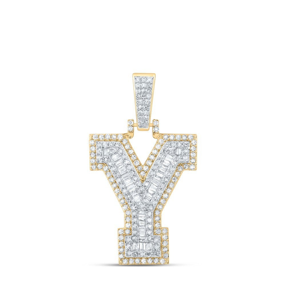 10k Yellow Gold Mens 0.61 CTW Natural Diamond Initial "Y" Charm 3.16g Pendant