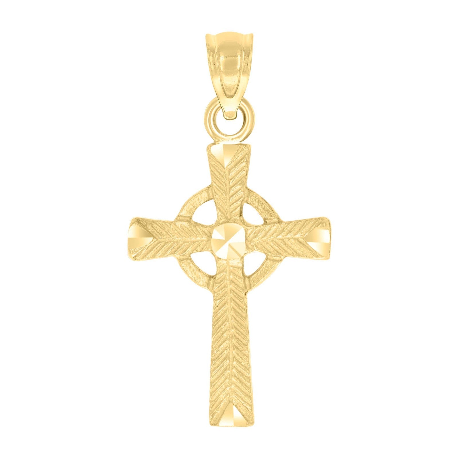 Mens Womens 10k Yellow Gold Diamond Cut Cross Religious Charm 1.08gms Pendant