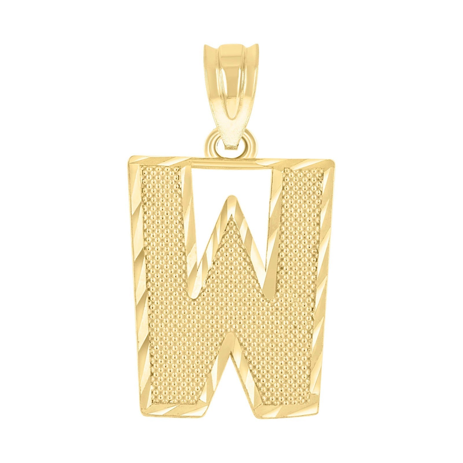 10k Yellow Gold Initial Letter "W" Pendant 1g Alphabet Unisex Charm