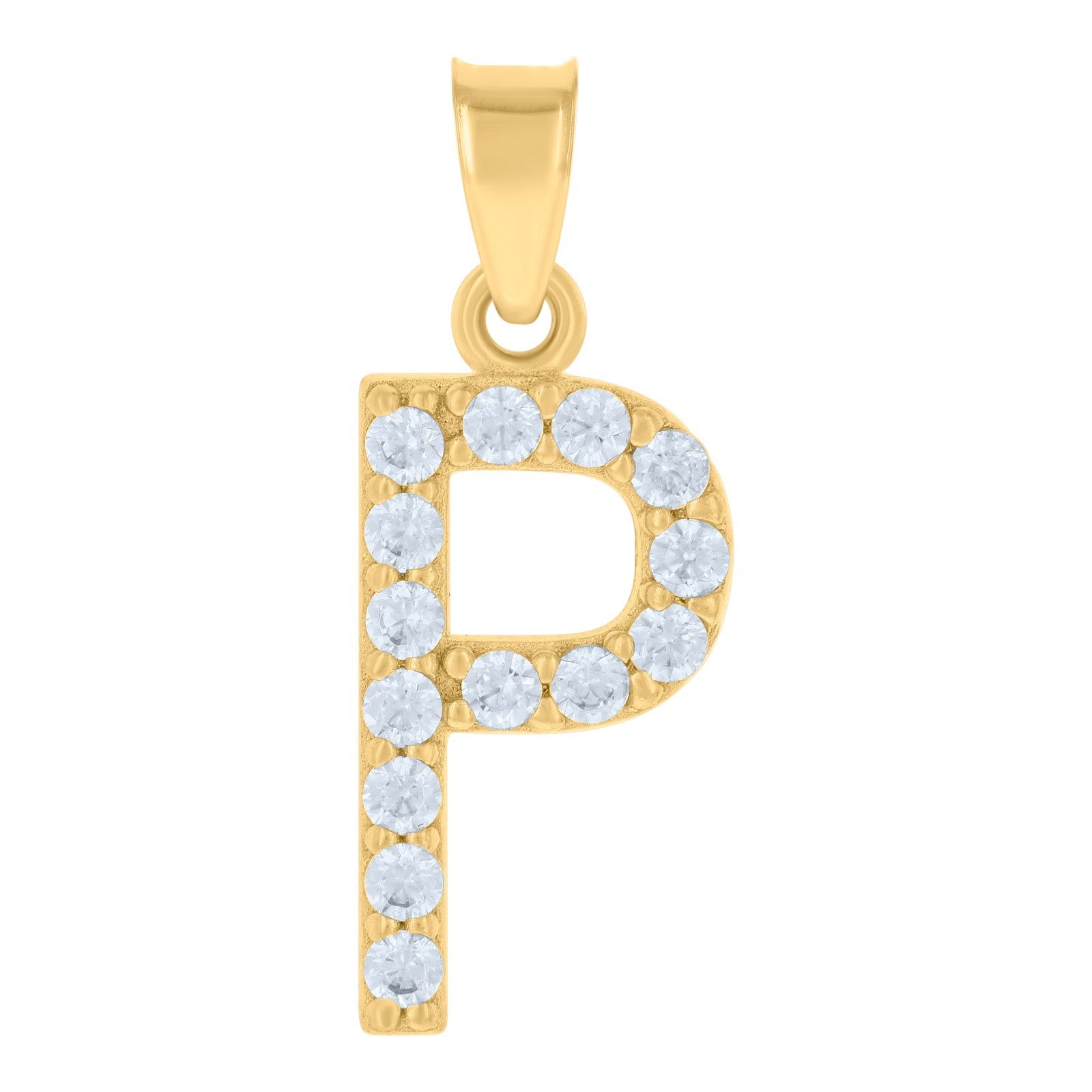 10k Yellow Gold Cubic Zirconia Initial "P" Pendant 1g Alphabet Unisex Charm