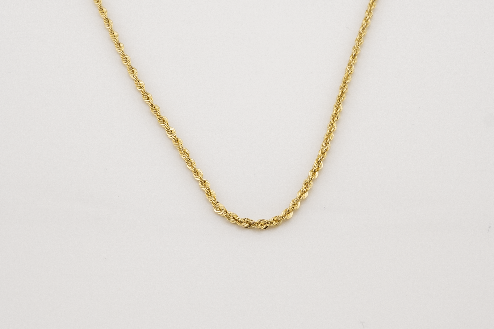 10K Yellow Gold 2mm Rope Chain Necklace 18"-24" Diamond Cut Pendant Mens Women