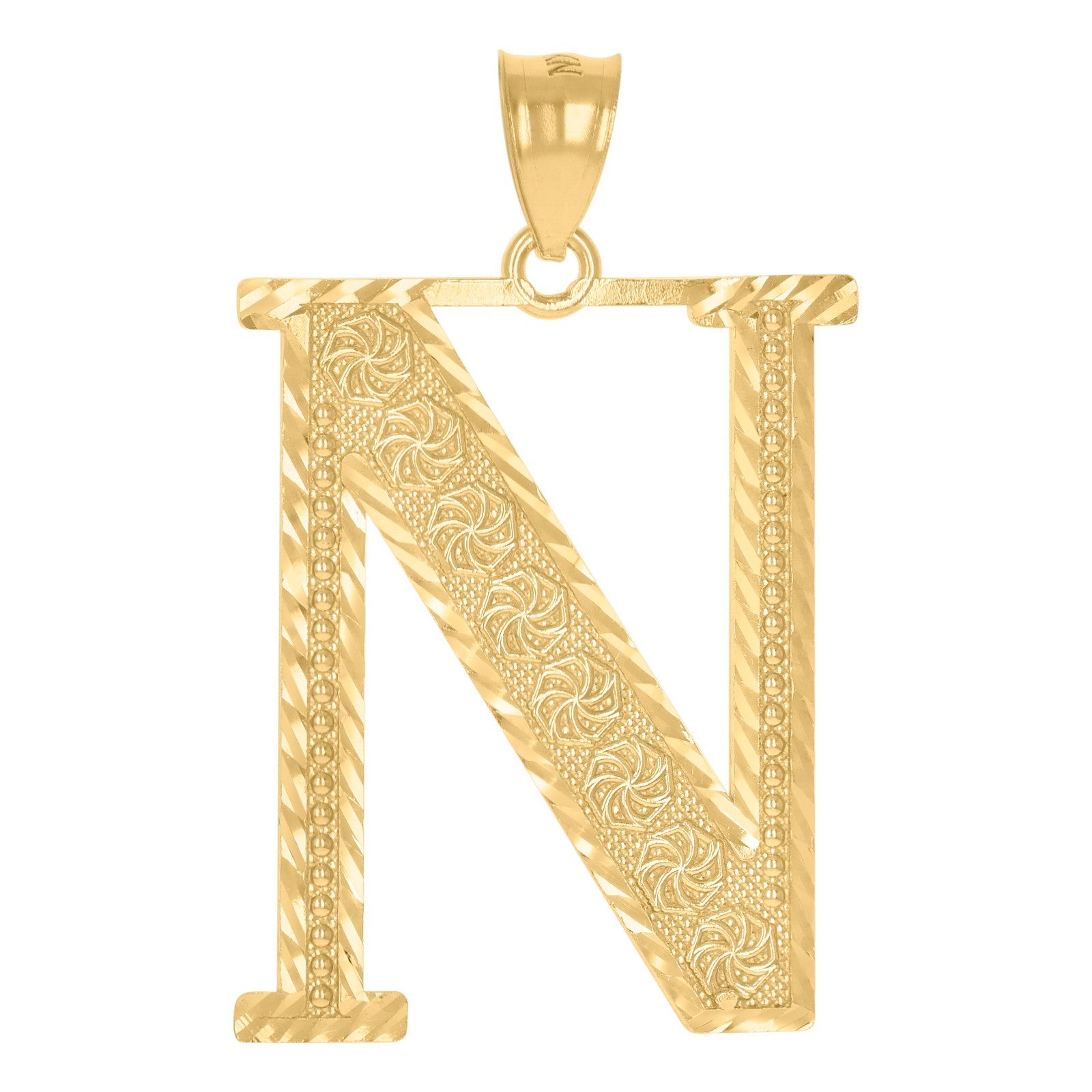 10k Yellow Gold Initial Letter "N" Pendant 3.8g Alphabet Unisex Charm