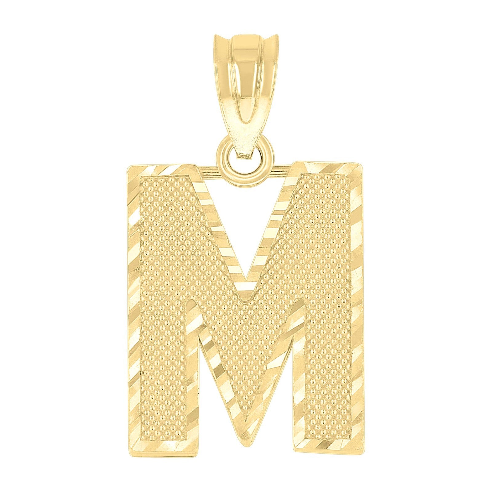 10k Yellow Gold Initial Letter "M" Pendant 1g Alphabet Unisex Charm