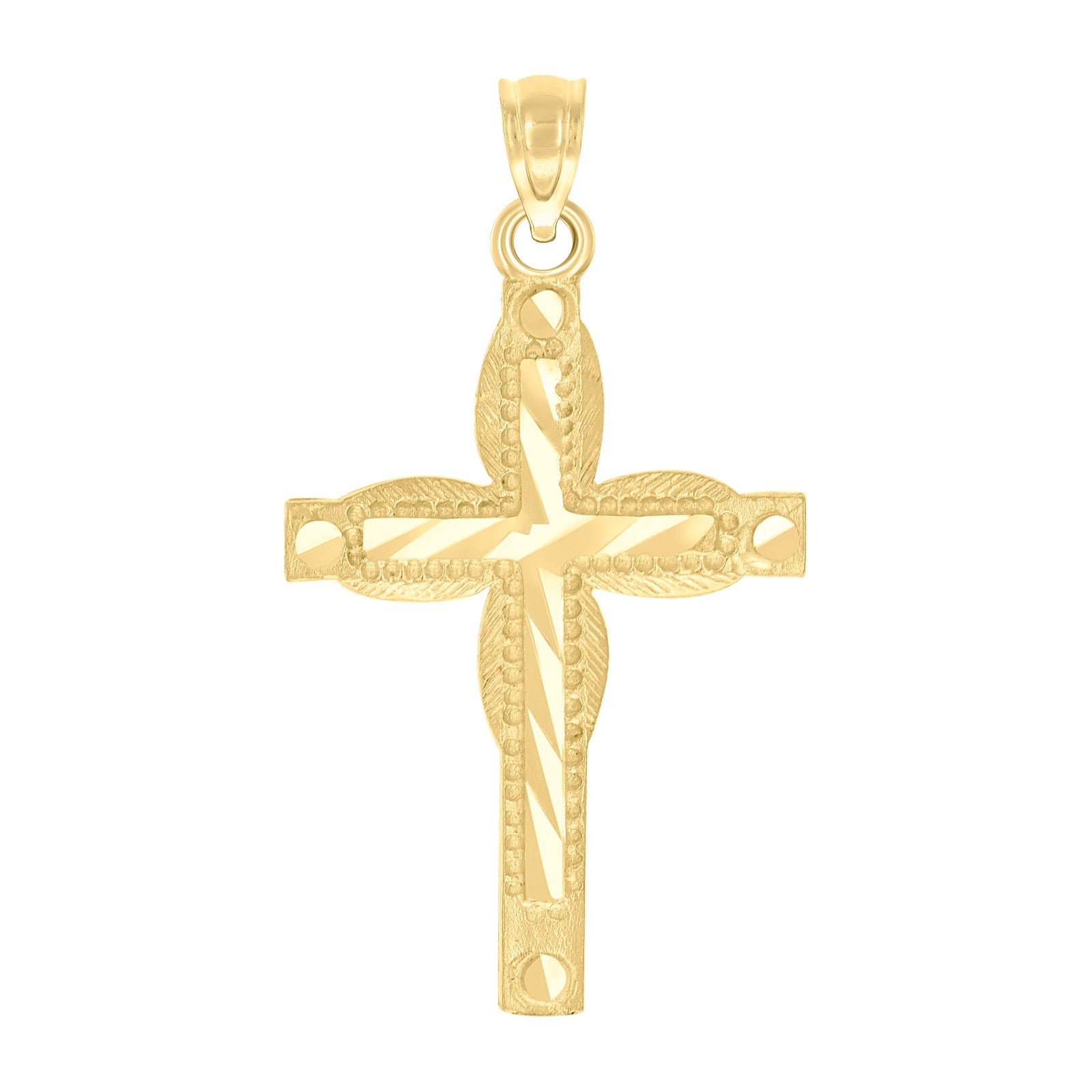 10k Yellow Gold Diamond-Cut Unisex Adults Cross Religious Charm 1.4grams Pendant