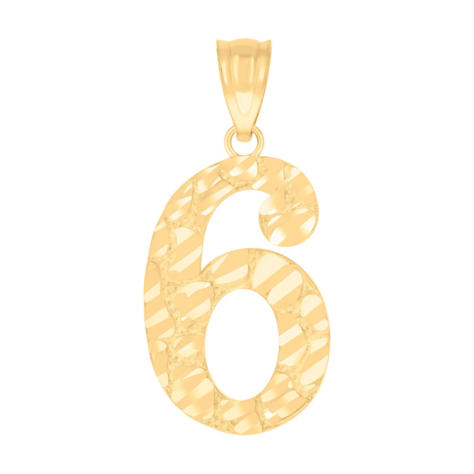 10k Yellow Gold Initial Number "6" Pendant 0.9g Numeral Unisex Charm