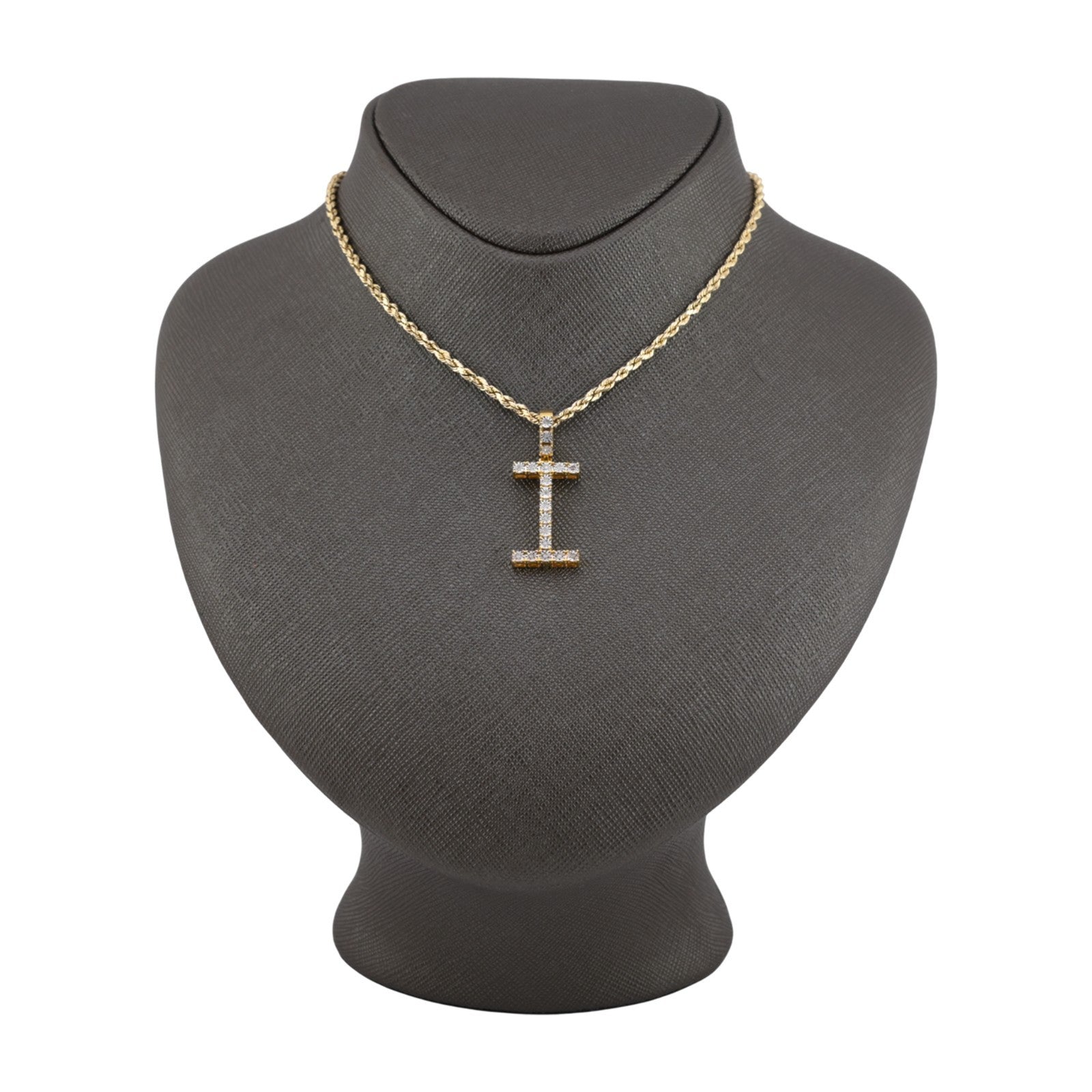 925 Yellow Natural 0.15 CTW Diamond Initial Alphabet "I" Pendant 2g Unisex Charm