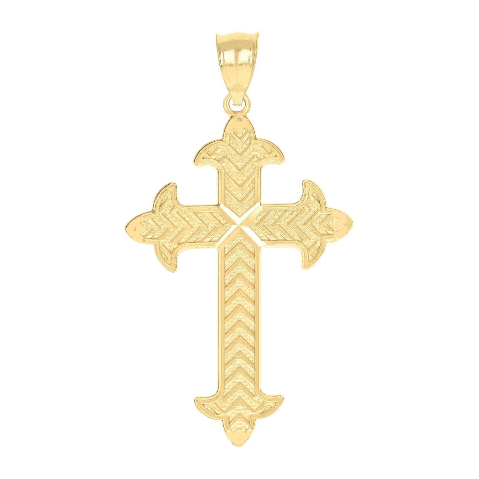 For Womens 10k Yellow Gold Textured Cross Religious Charm 1.1gms Pendant
