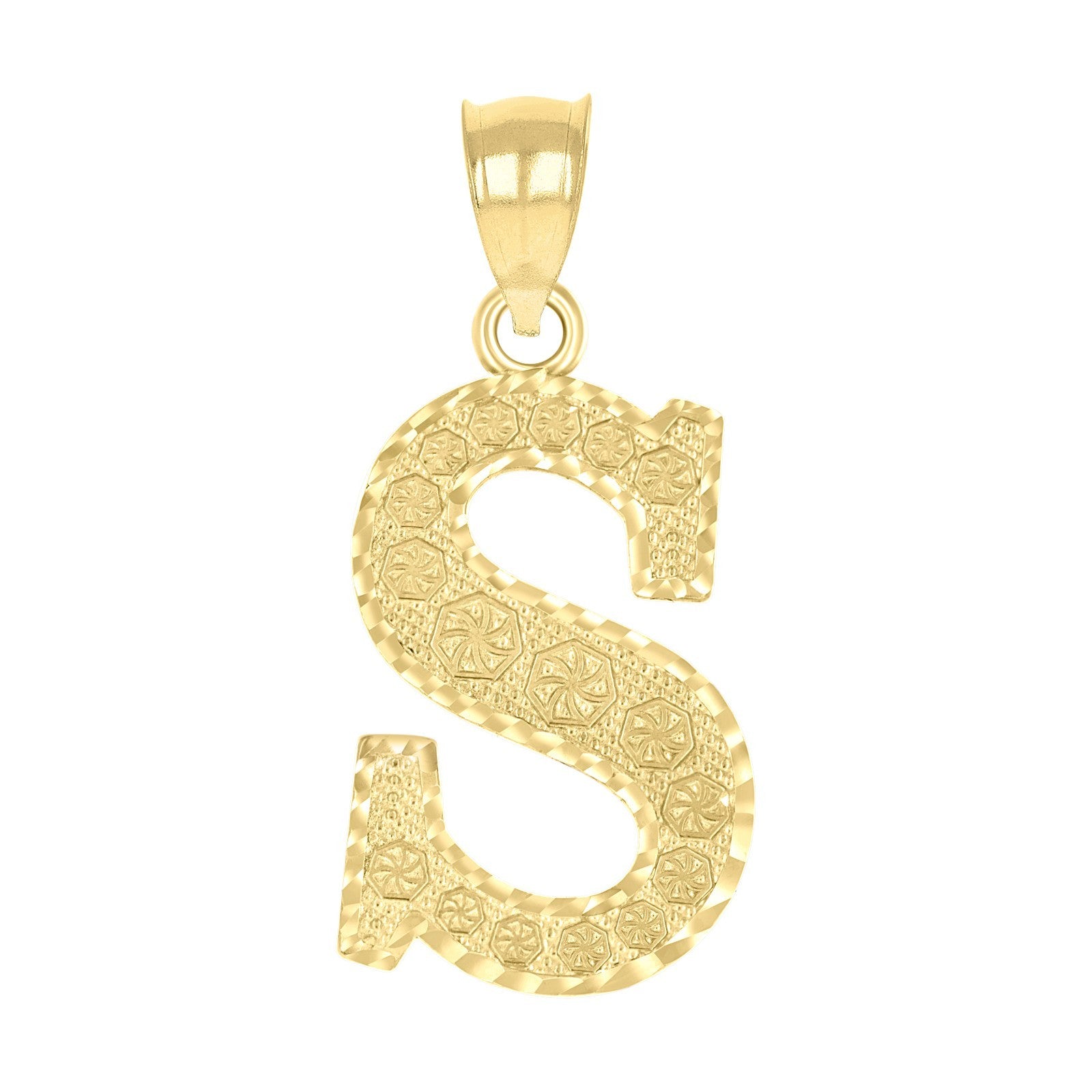 10k Yellow Gold Initial Letter "S" Pendant 2.4g Alphabet Unisex Charm