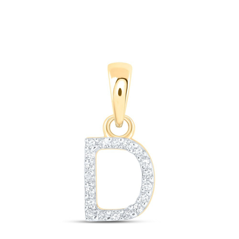 0.04CTW Natural Diamond 0.42g 10k Yellow Gold Initial "D" Pendant Letter Charm