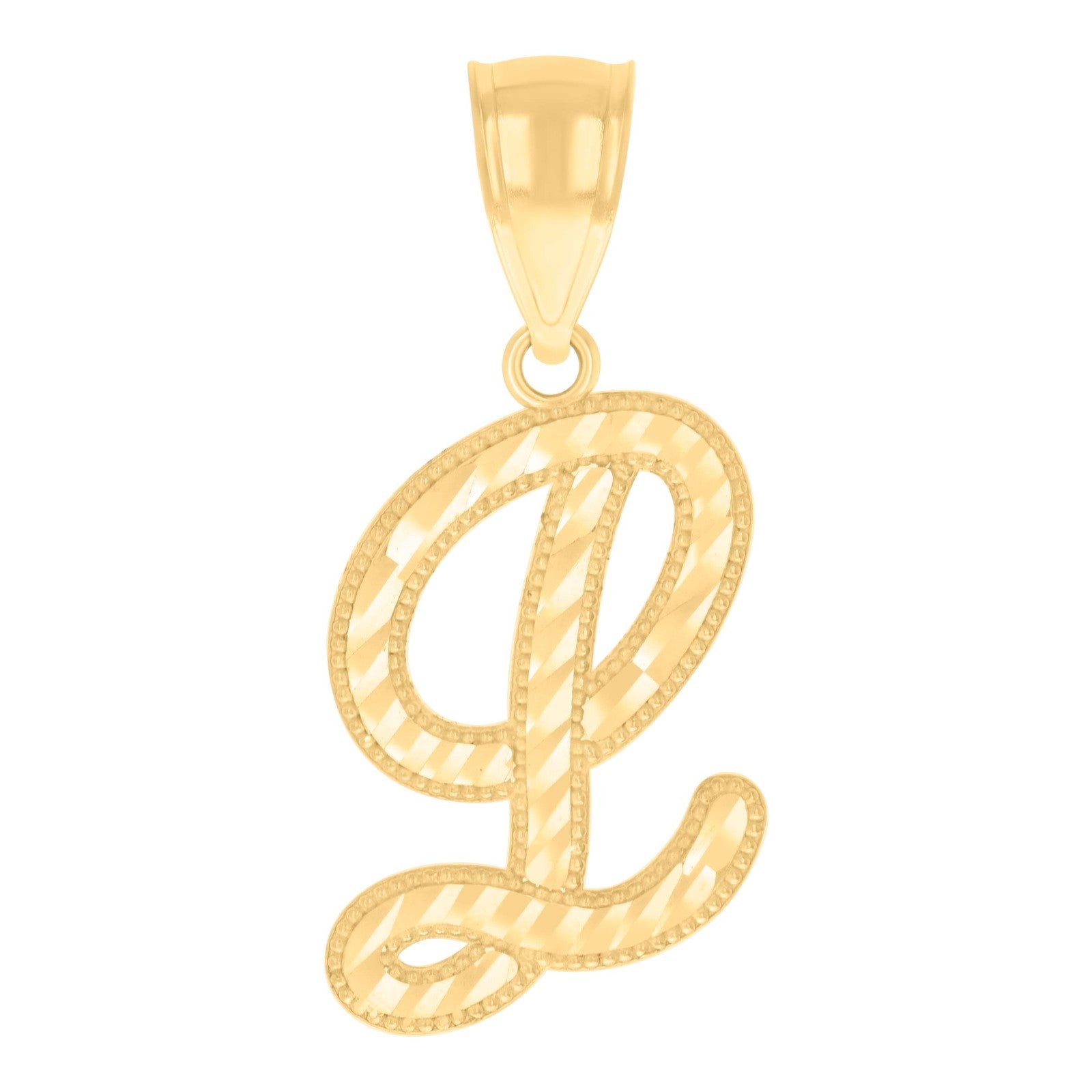 10k Yellow Gold Initial Letter "L" Pendant 0.9g Script Alphabet Unisex Charm