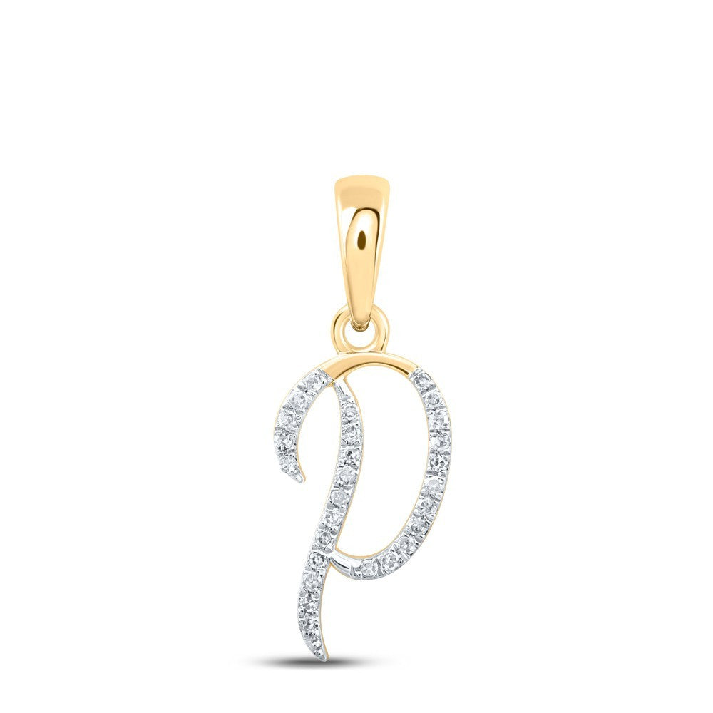 0.08CTW Natural Diamond 0.62g 10k Yellow Gold Initial "P" Pendant Letter Charm