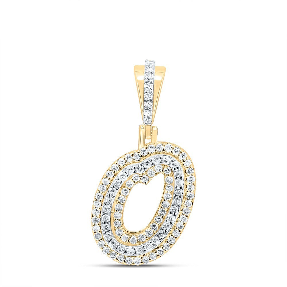 0.32CTW Natural Diamond 10k Yellow Gold 1.56g Initial Letter "O" Pendant Charm
