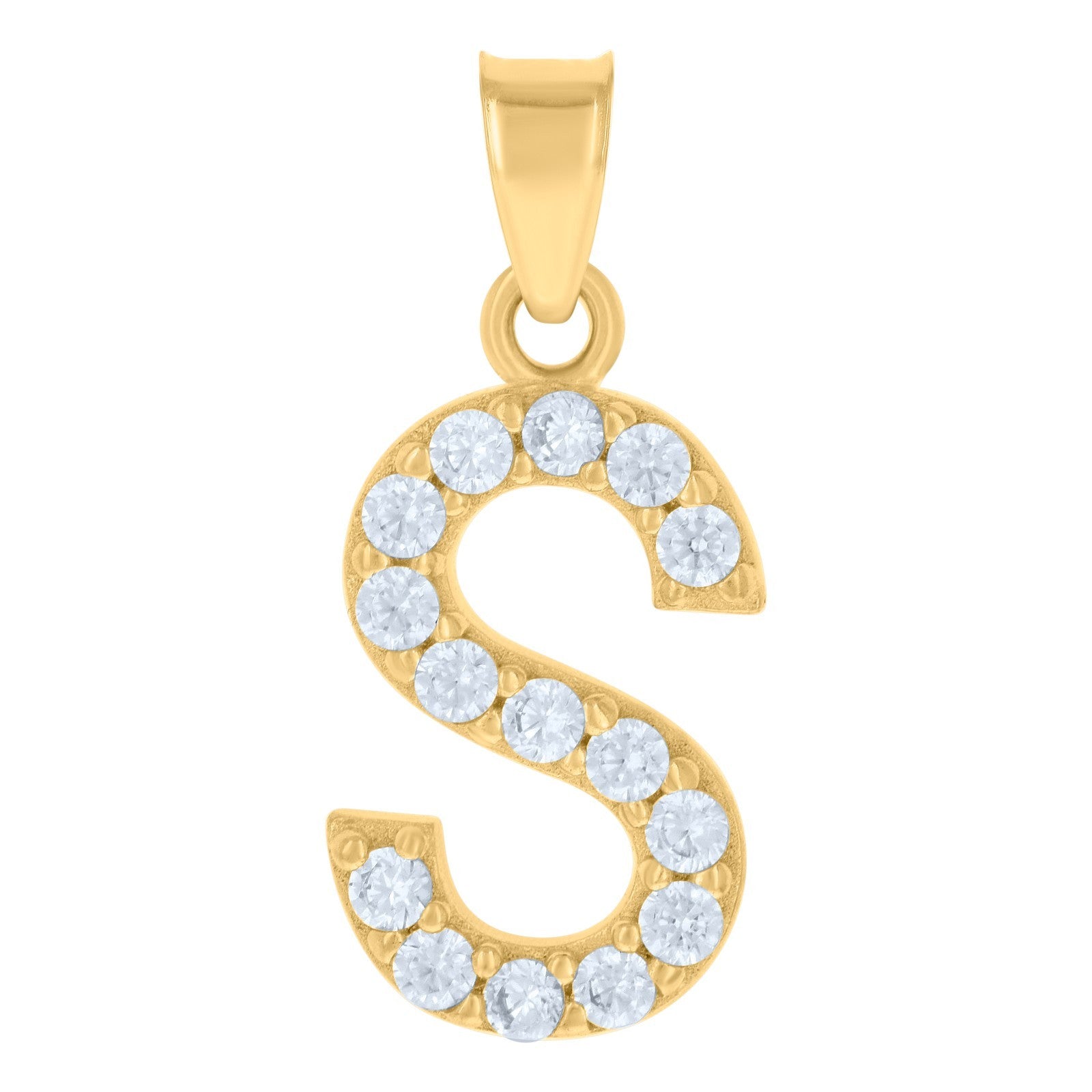 10k Yellow Gold Cubic Zirconia Initial "S" Pendant 1g Alphabet Unisex Charm