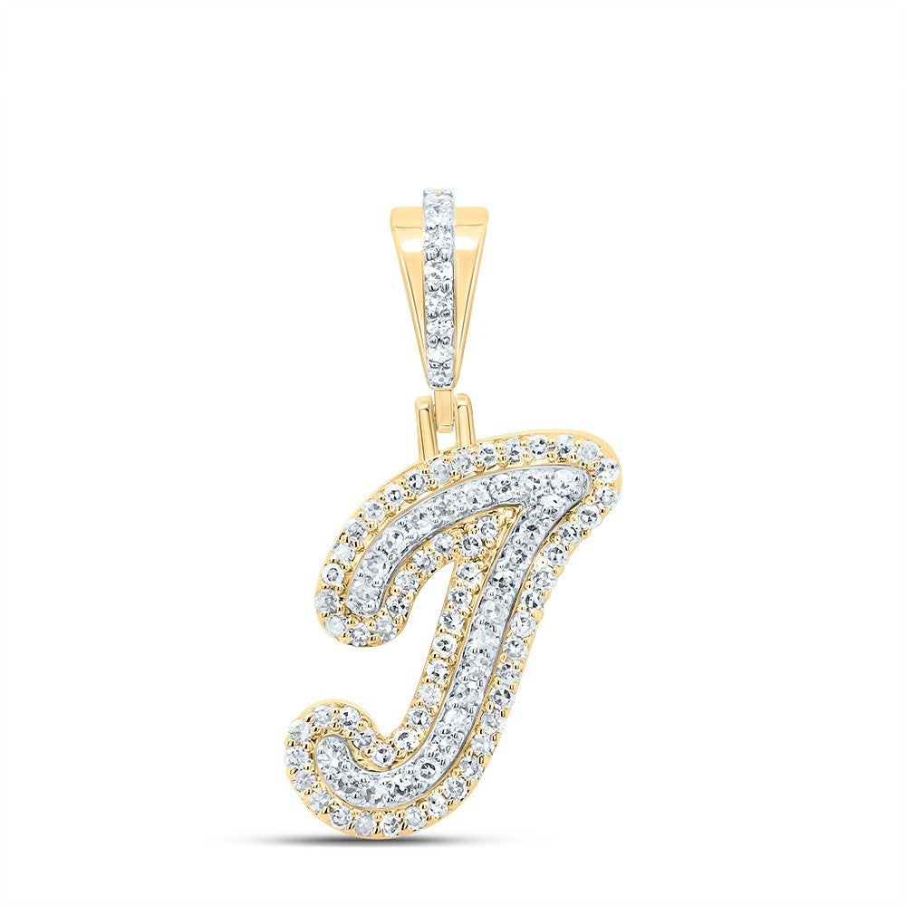 0.29CTW Natural Diamond 10k Yellow Gold 1.58g Initial Letter "J" Pendant Charm