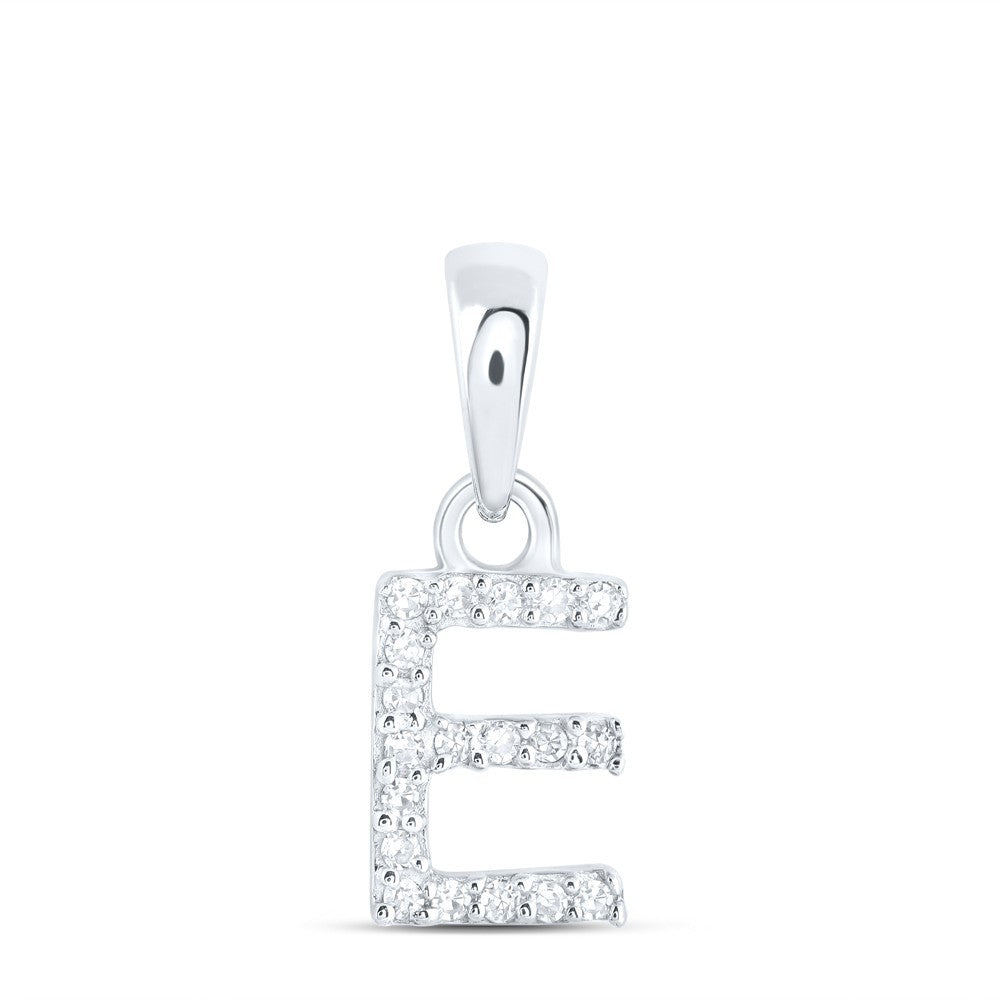 0.04CTW Natural Diamond 0.38g 10k White Gold Initial "E" Pendant Letter Charm