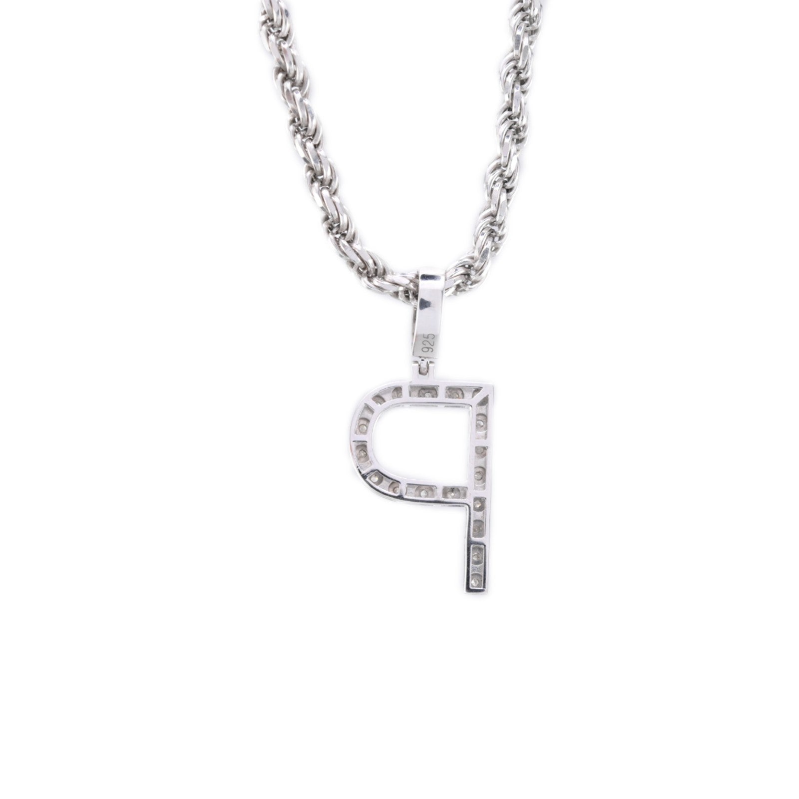 925 Silver Natural 0.15 CTW Diamond Initial Alphabet "P" Pendant 2g Unisex Charm