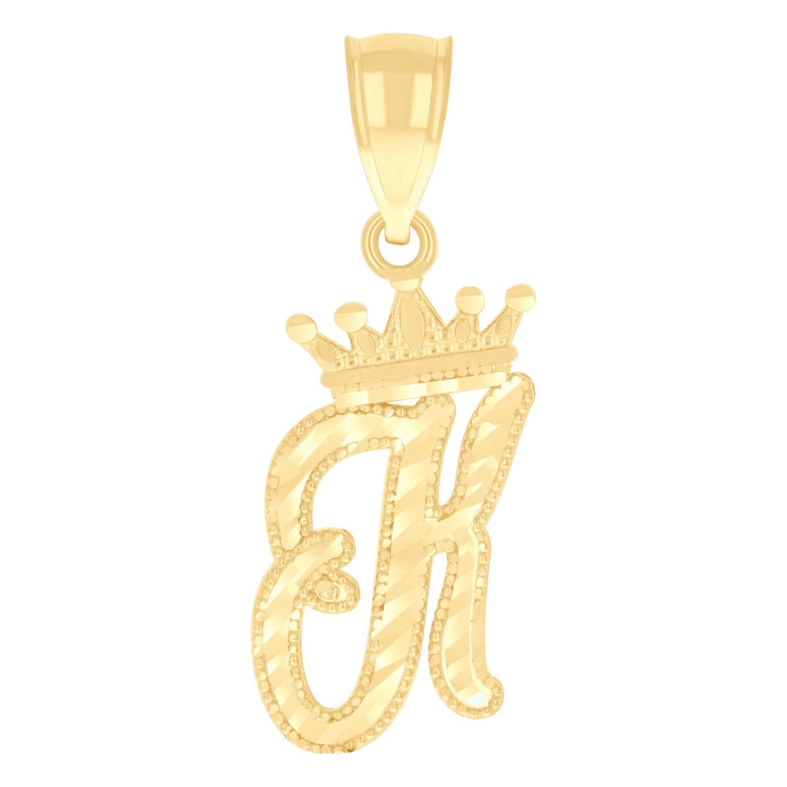 10k Yellow Gold Crown Initial Letter "K" Pendant 1.1g Alphabet Unisex Charm
