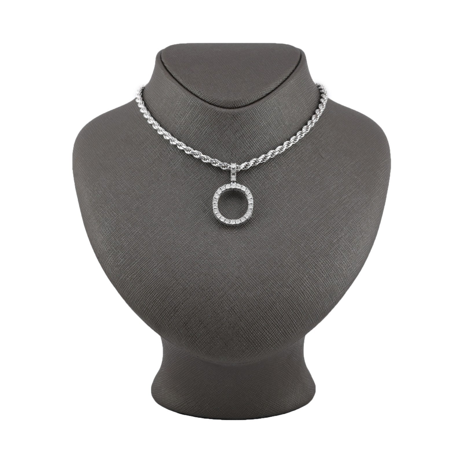 925 Silver Natural 0.15 CTW Diamond Initial Alphabet "O" Pendant 2g Unisex Charm