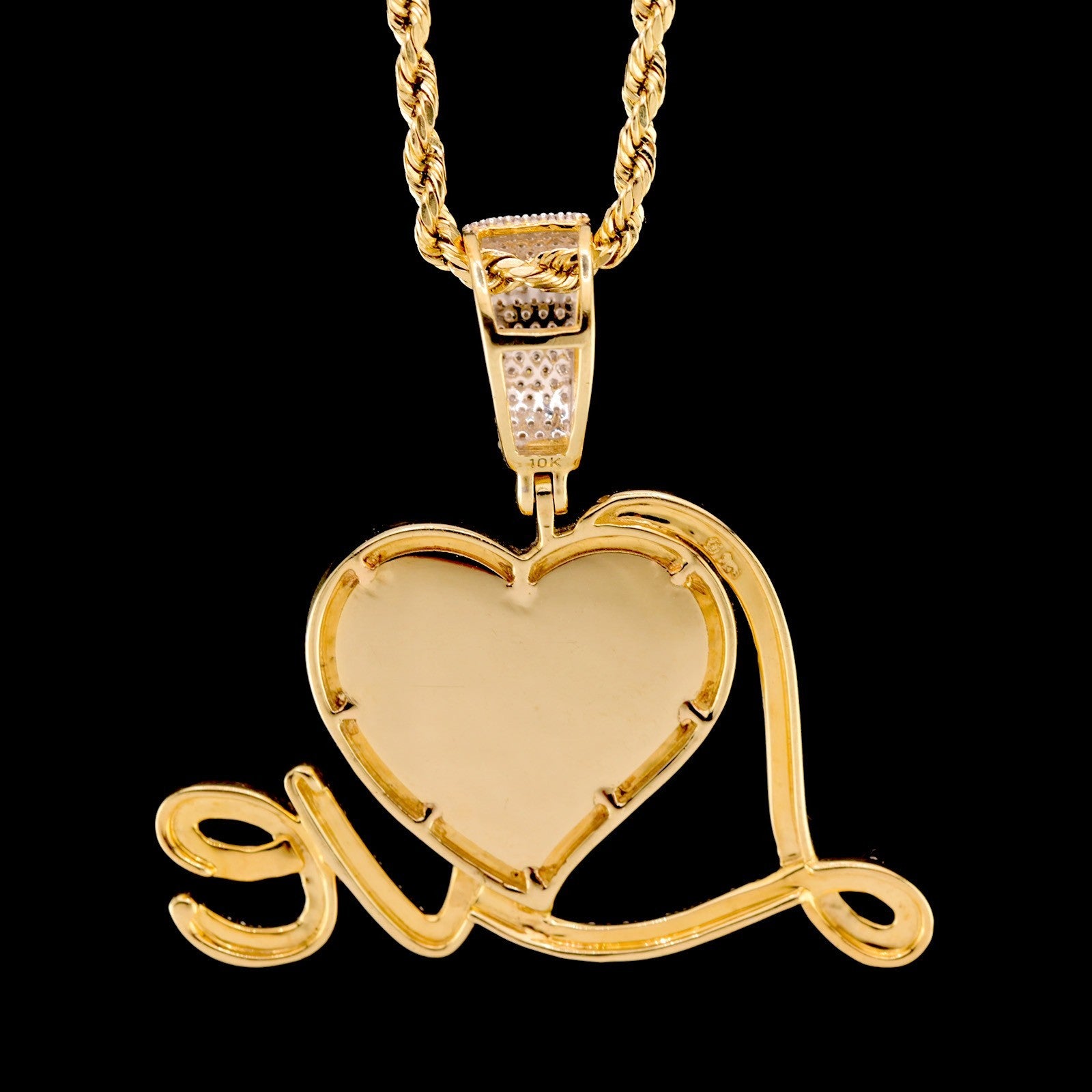 10k Yellow Gold 1.05CTW Natural Diamond Love Picture Memory Pendant 6.2g Charm