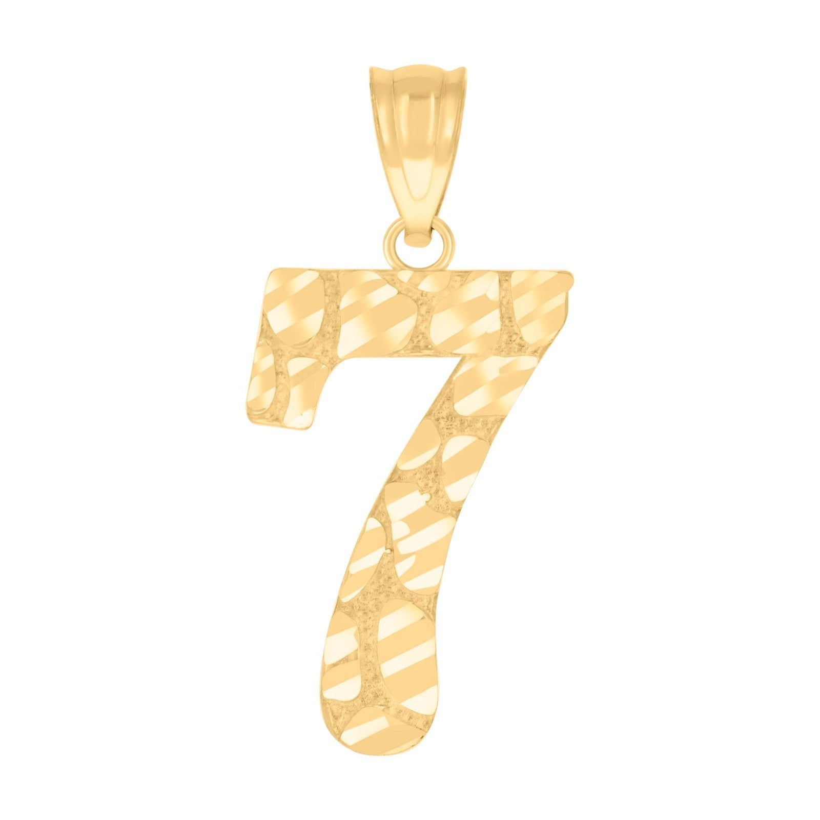 10k Yellow Gold Initial Number "7" Pendant 0.9g Numeral Unisex Charm
