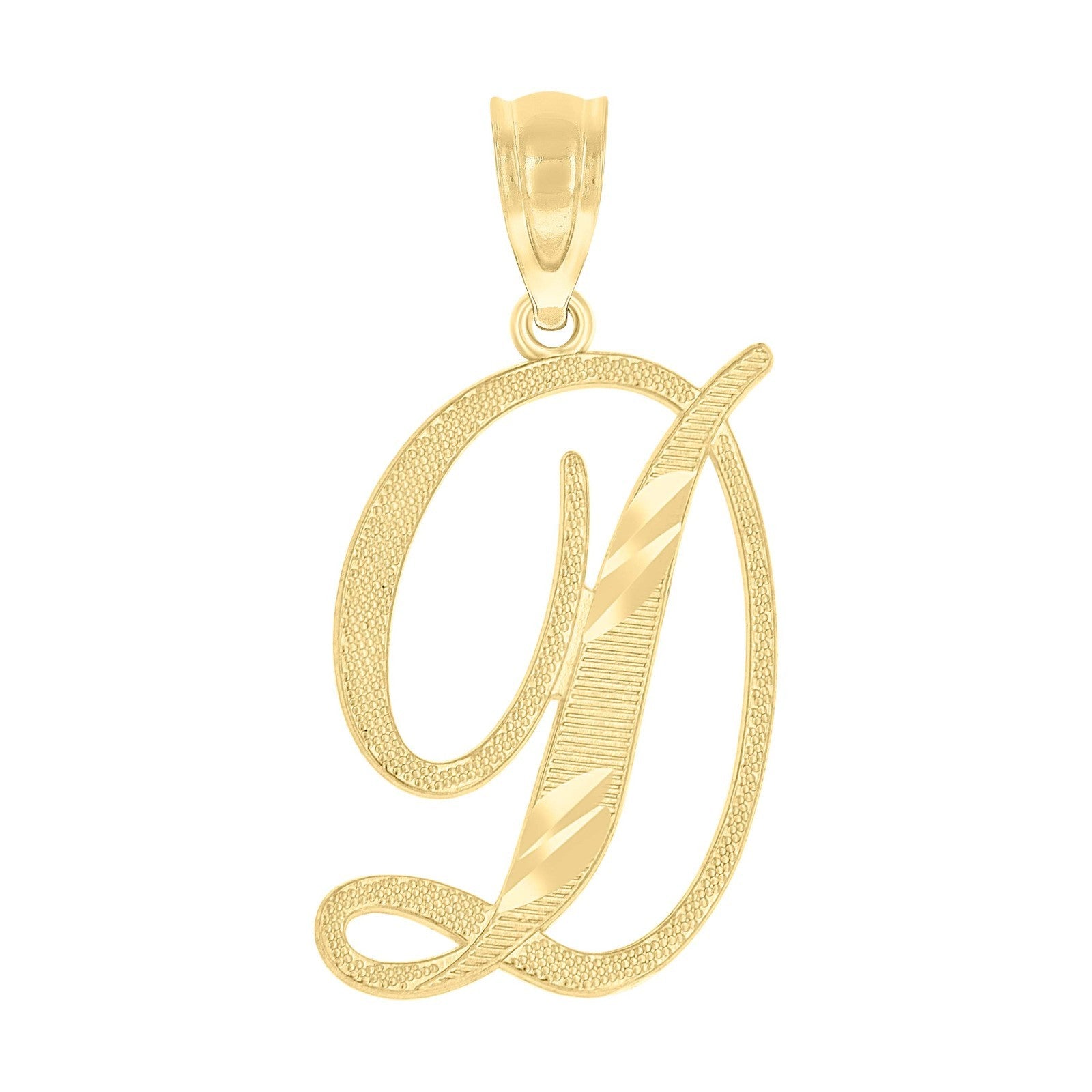 10k Yellow Gold Initial Letter "D" Pendant 0.8g Alphabet Unisex Charm