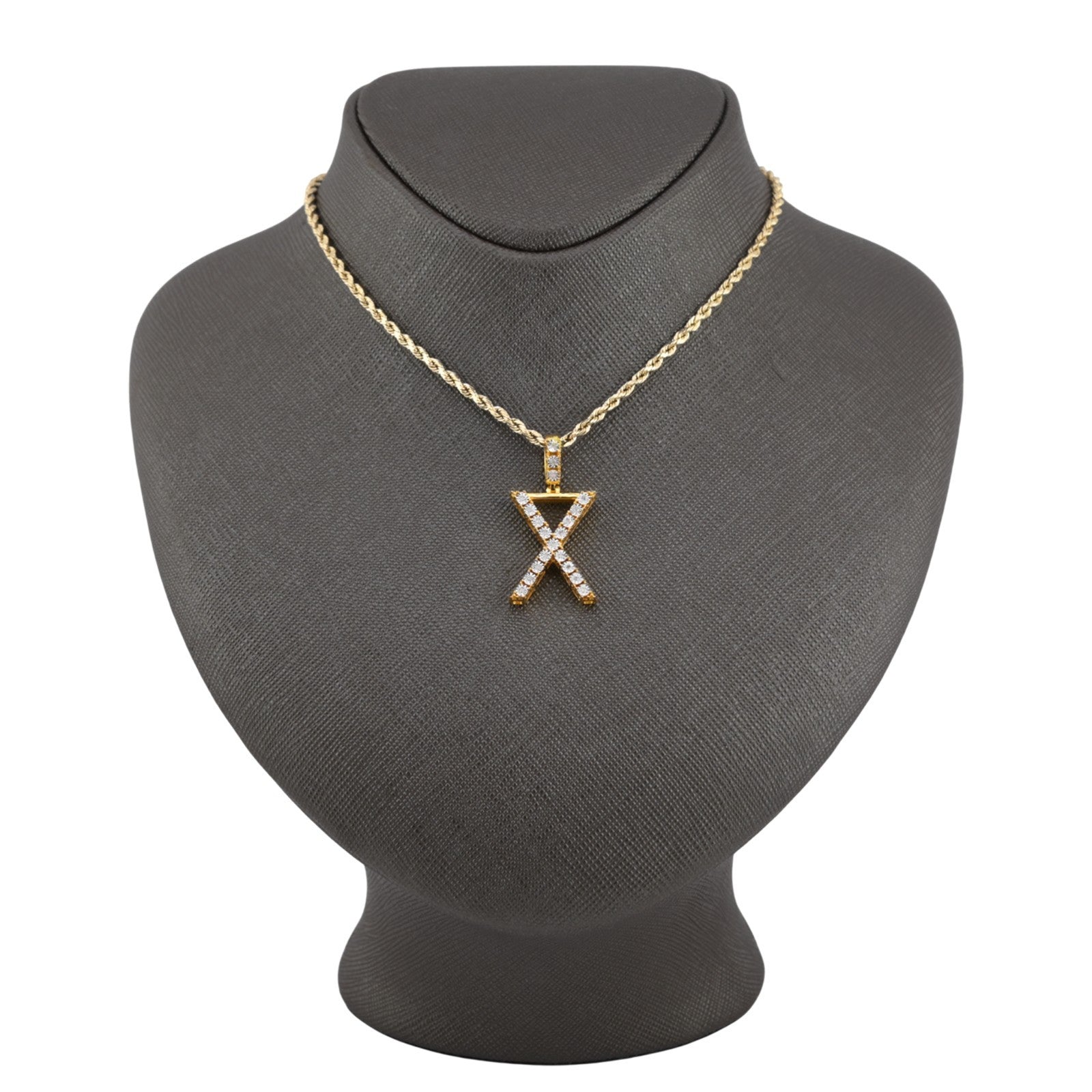 925 Yellow Natural 0.15 CTW Diamond Initial Alphabet "X" Pendant 2g Unisex Charm