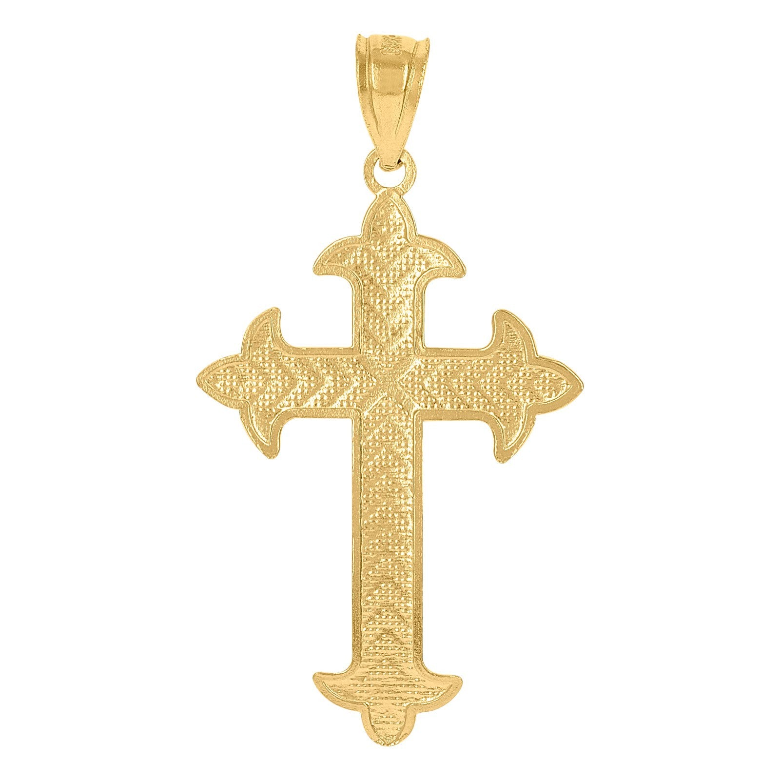 For Womens 10k Yellow Gold Textured Cross Religious Charm 1.1gms Pendant