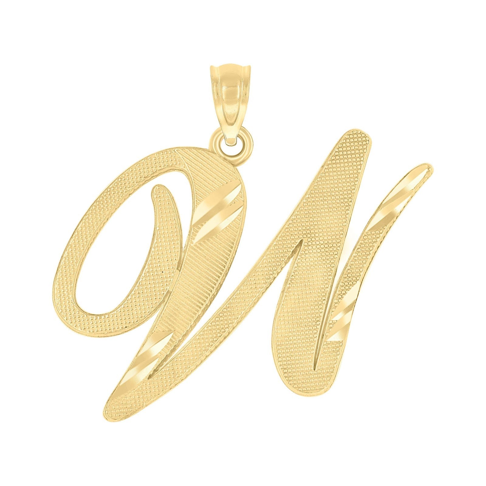 10k Yellow Gold Initial Letter "W" Pendant 1.5g Alphabet Unisex Charm