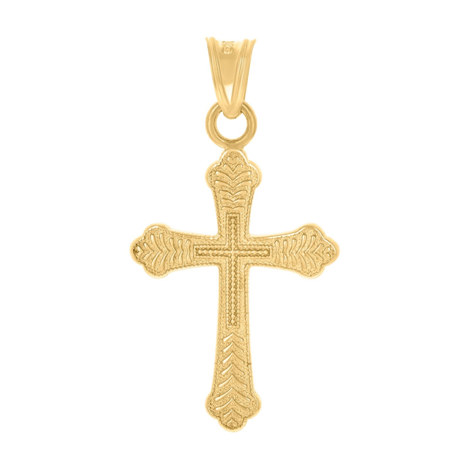 For Mens 10k Yellow Gold Polished 1.4gms Cross Religious Charm NEW Pendant