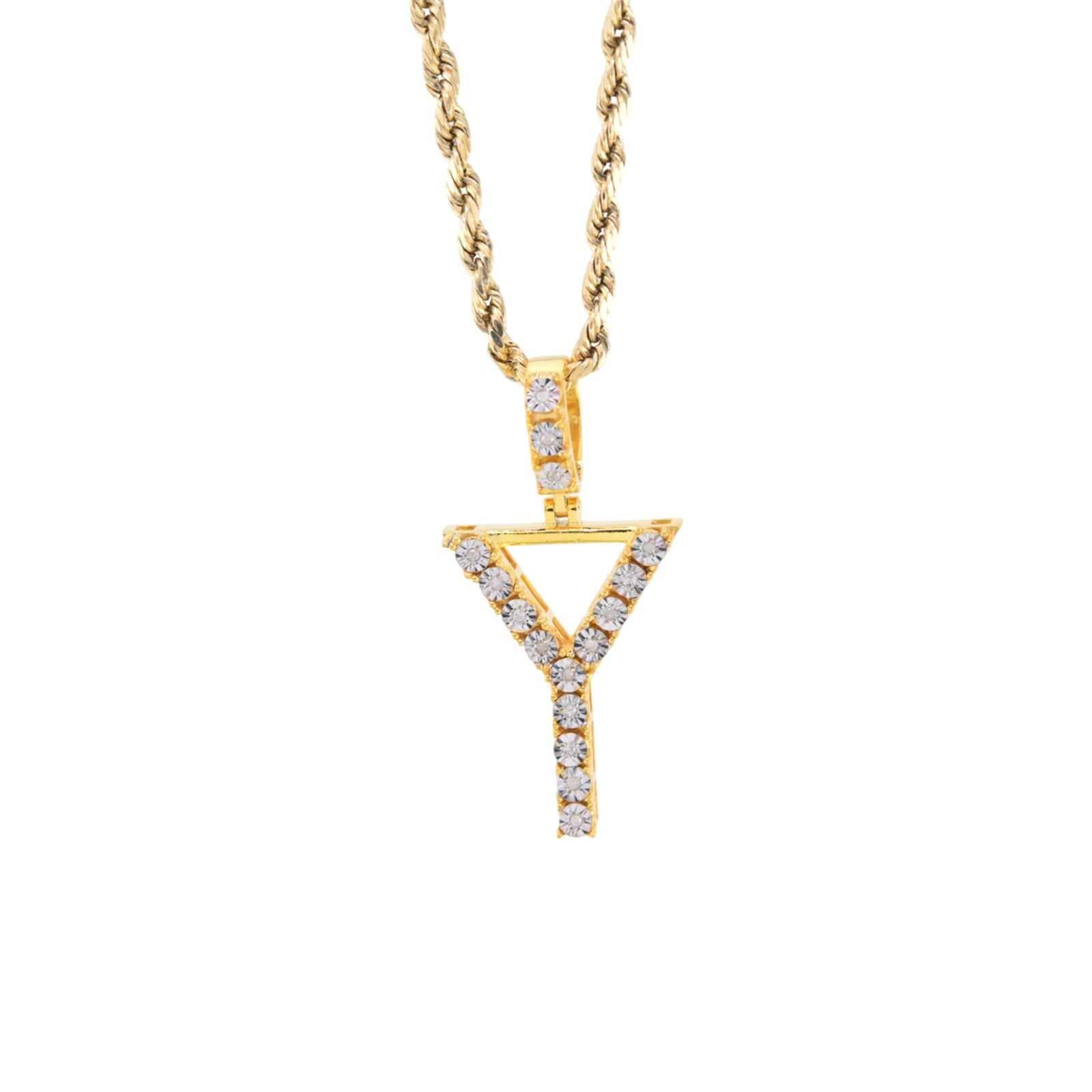 925 Yellow Natural 0.15 CTW Diamond Initial Alphabet "Y" Pendant 2g Unisex Charm