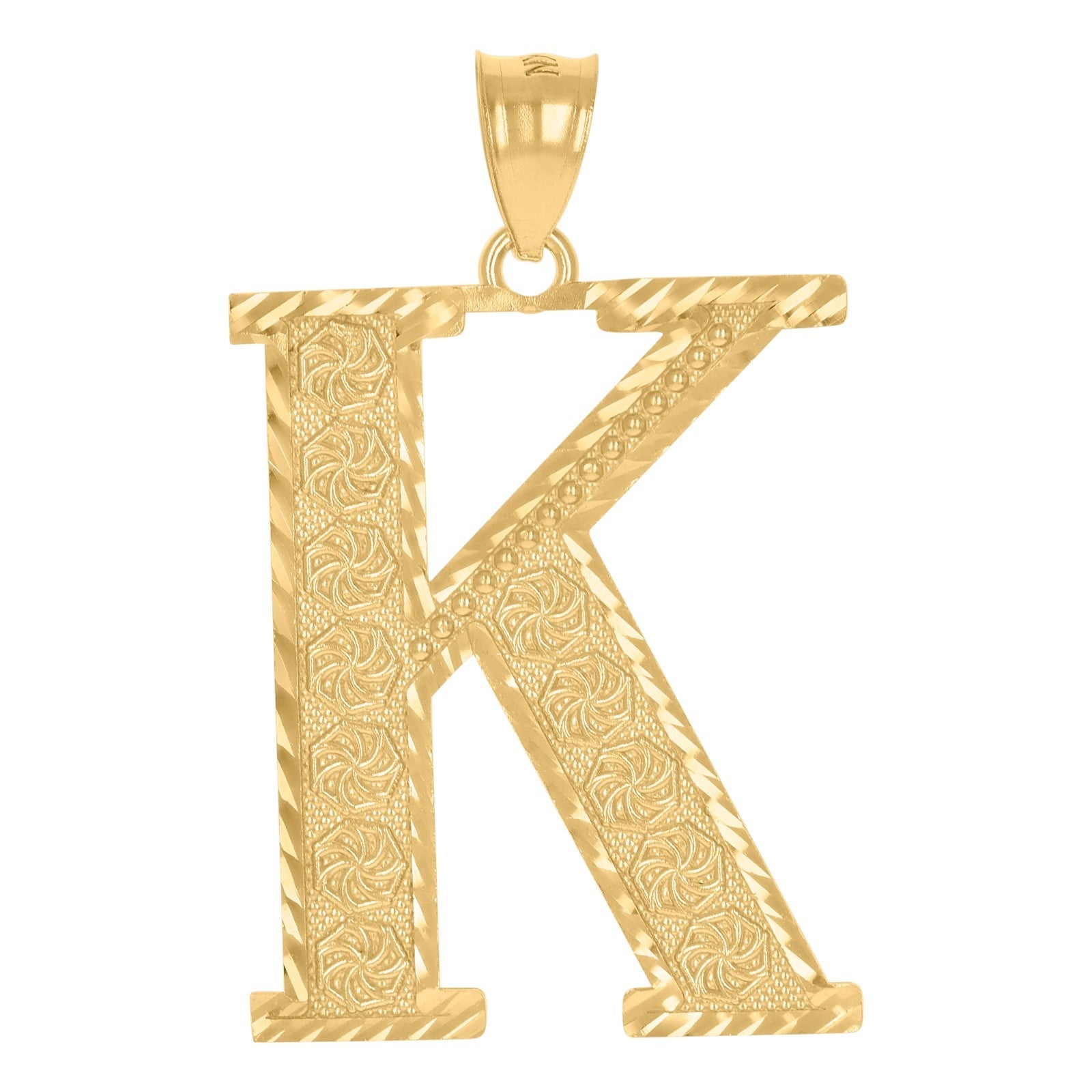 10k Yellow Gold Initial Letter "K" Pendant 3.8g Alphabet Unisex Charm