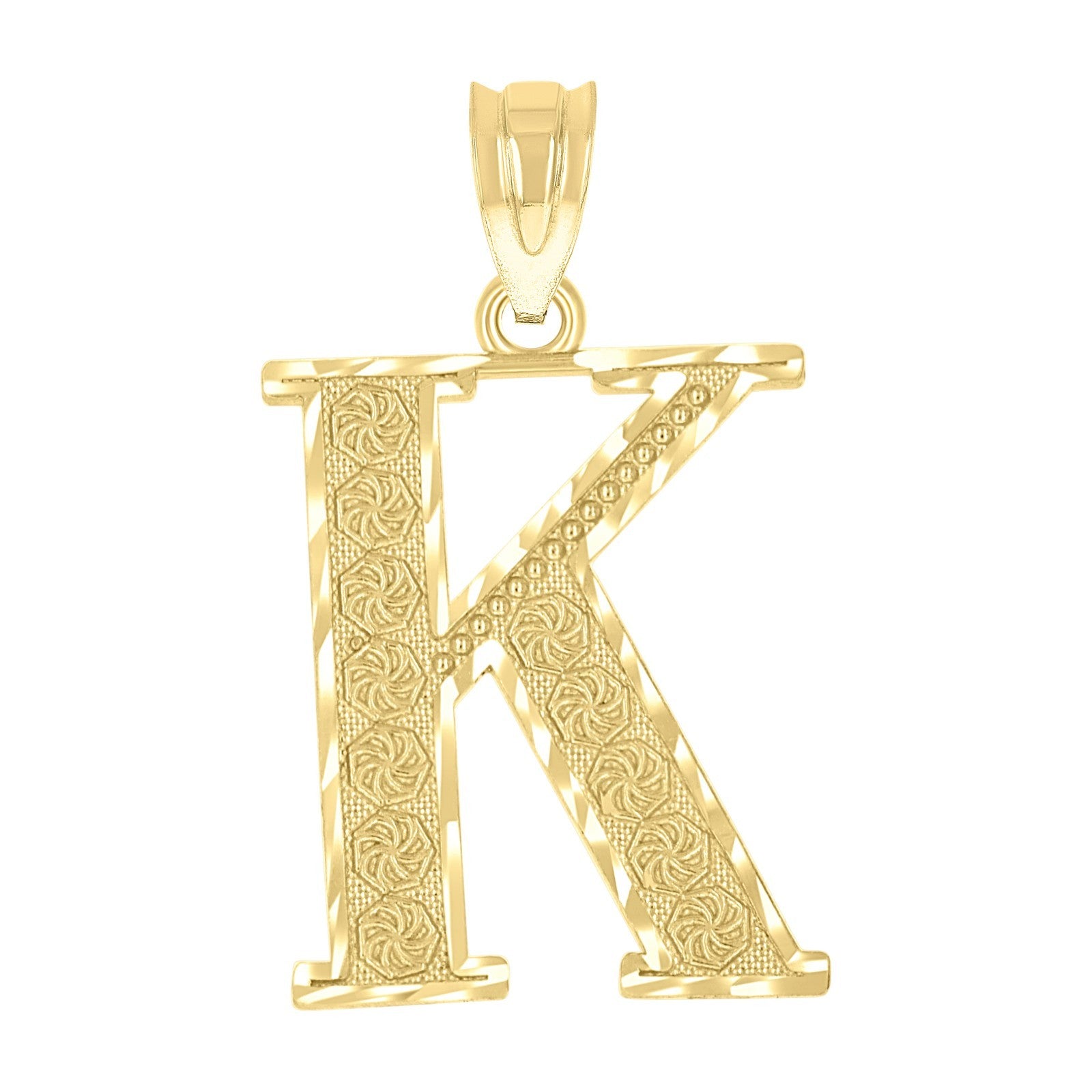 10k Yellow Gold Initial Letter "K" Pendant 1.4g Alphabet Unisex Charm