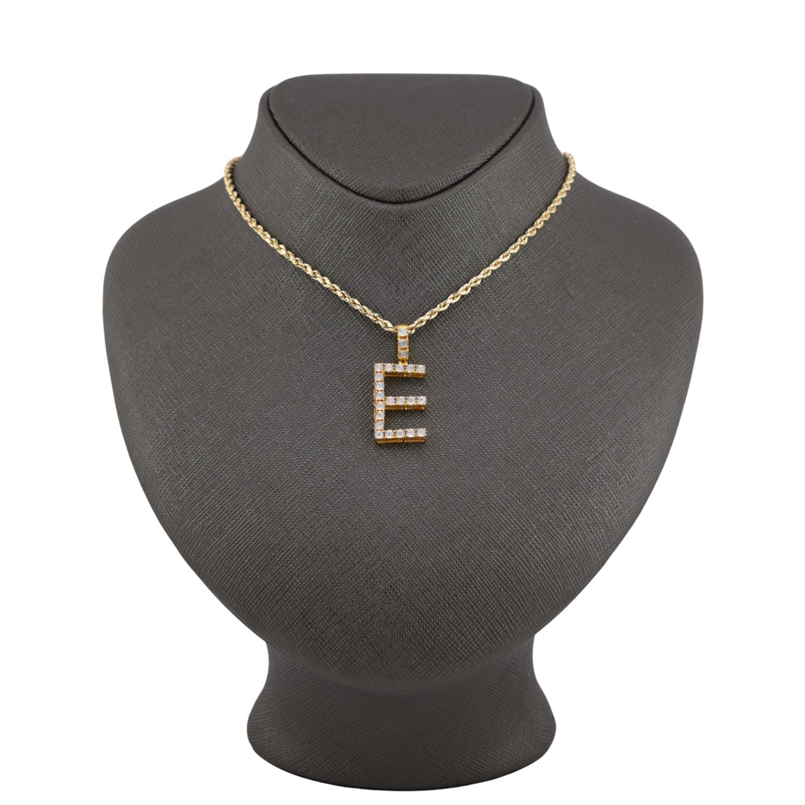 925 Yellow Natural 0.15 CTW Diamond Initial Alphabet "E" Pendant 2g Unisex Charm