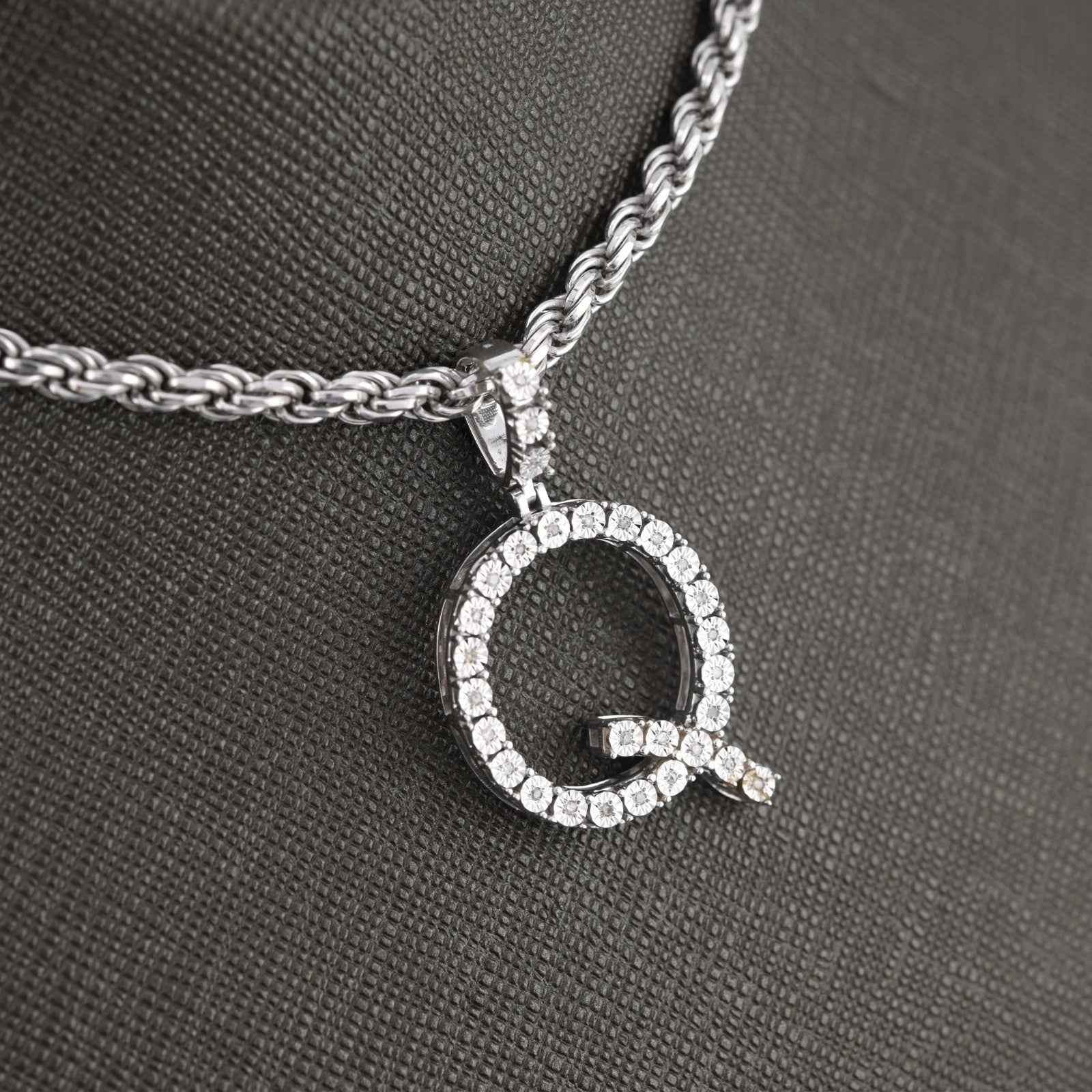 Plated 925 Sterling Silver Natural Diamond Pendant 2 grams Charm A to Z Initials