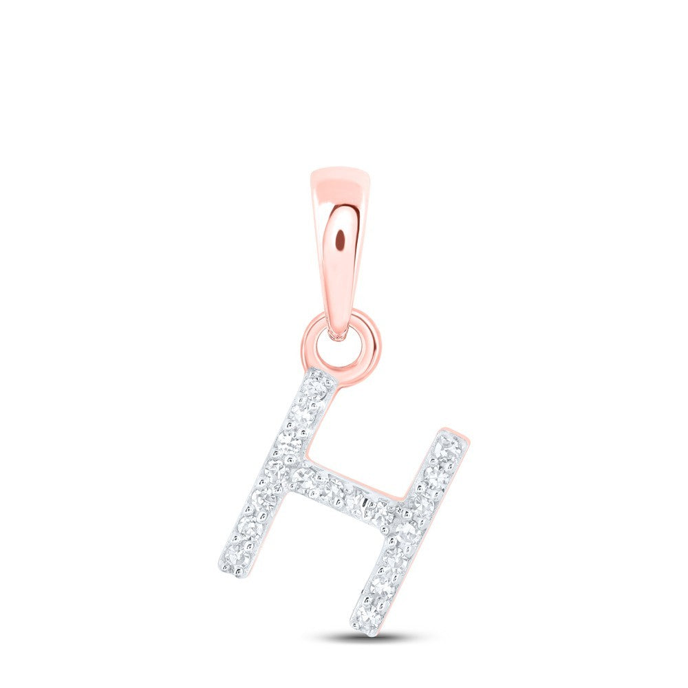 0.04CTW Natural Diamond 0.37g 10k Rose Gold Initial "H" Pendant Letter Charm