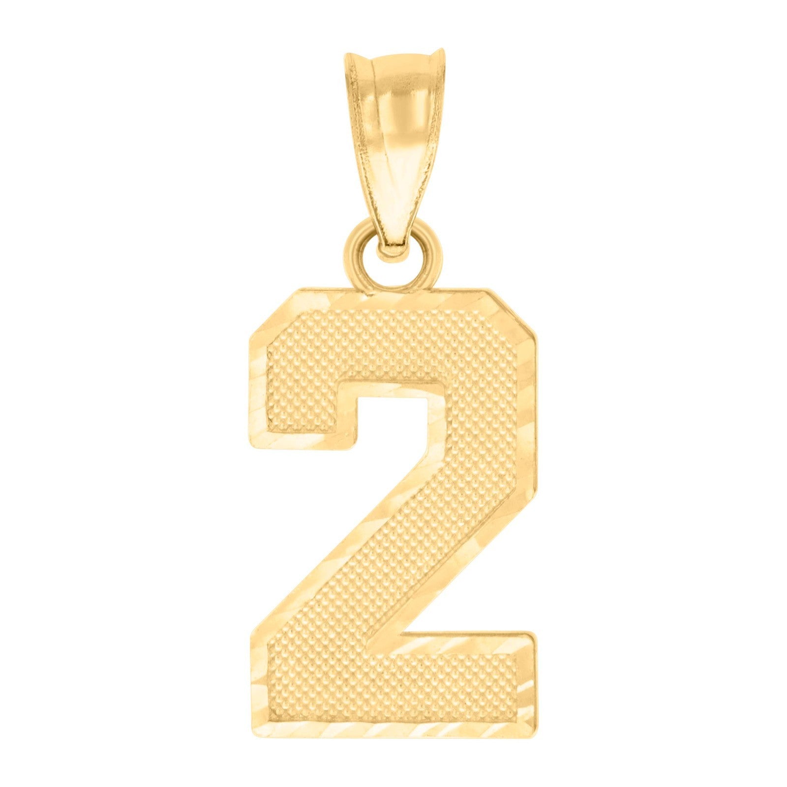 10k Yellow Gold Initial Number "2" Pendant 0.8g Numeral Unisex Charm