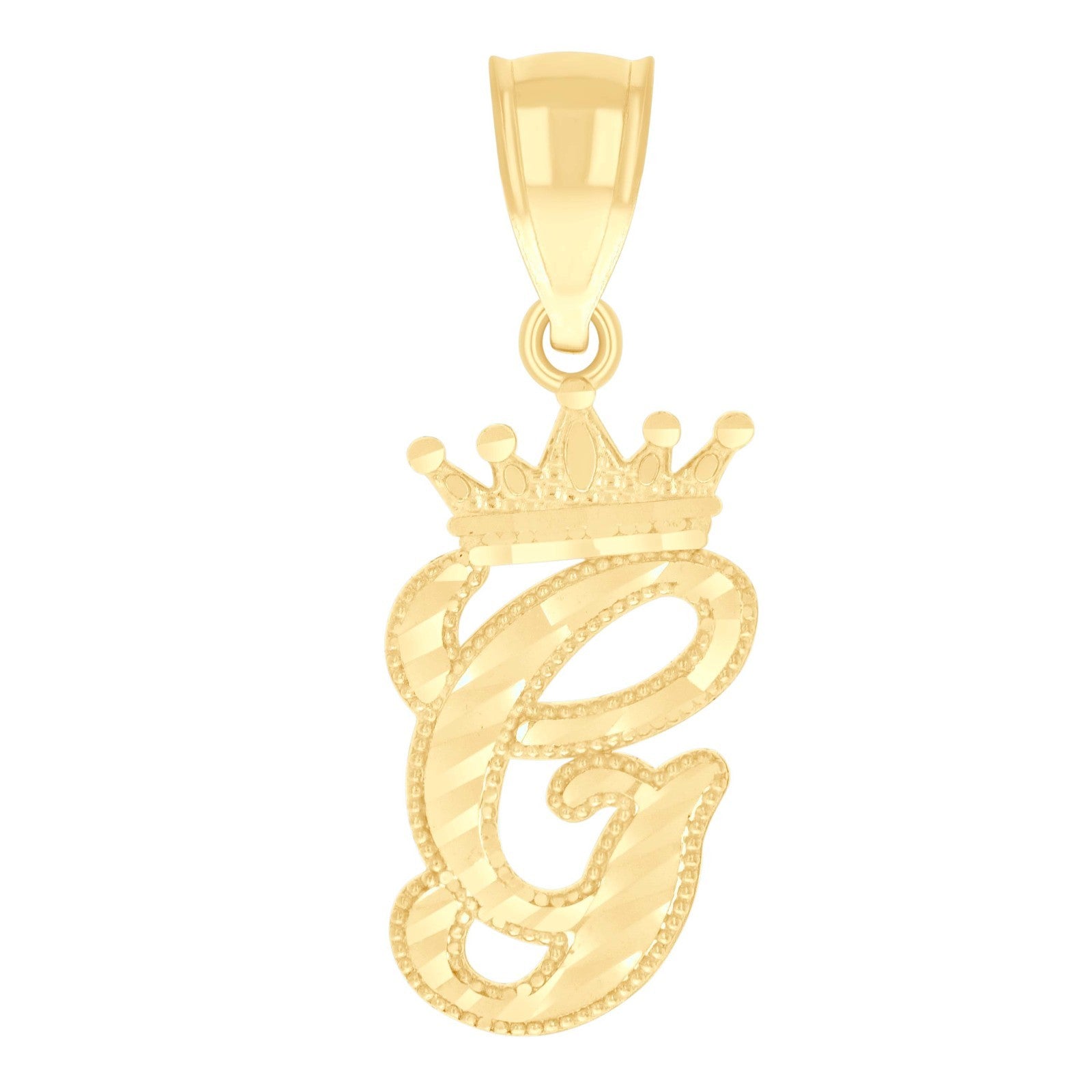 10k Yellow Gold Crown Initial Letter "G" Pendant 1.1g Alphabet Unisex Charm