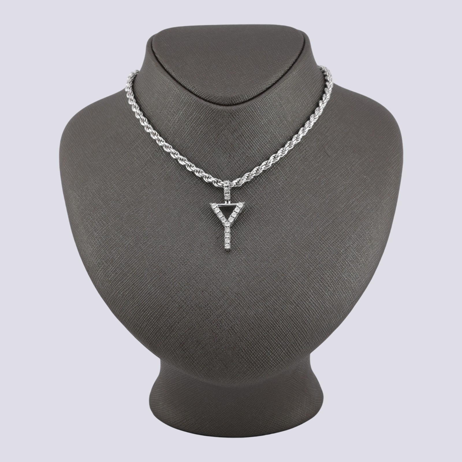 925 Silver Natural 0.15 CTW Diamond Initial Alphabet "Y" Pendant 2g Unisex Charm