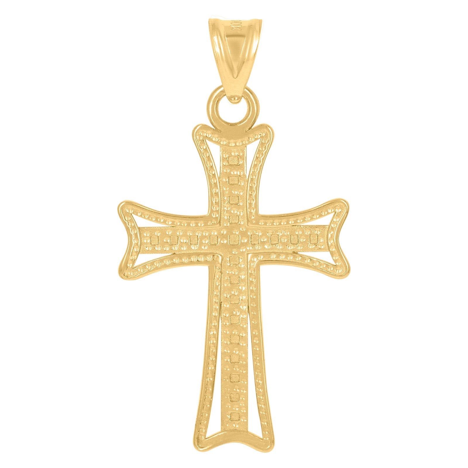 10k Yellow & White Gold Diamond-Cut Christian Cross Religious Charm 1.5g Pendant