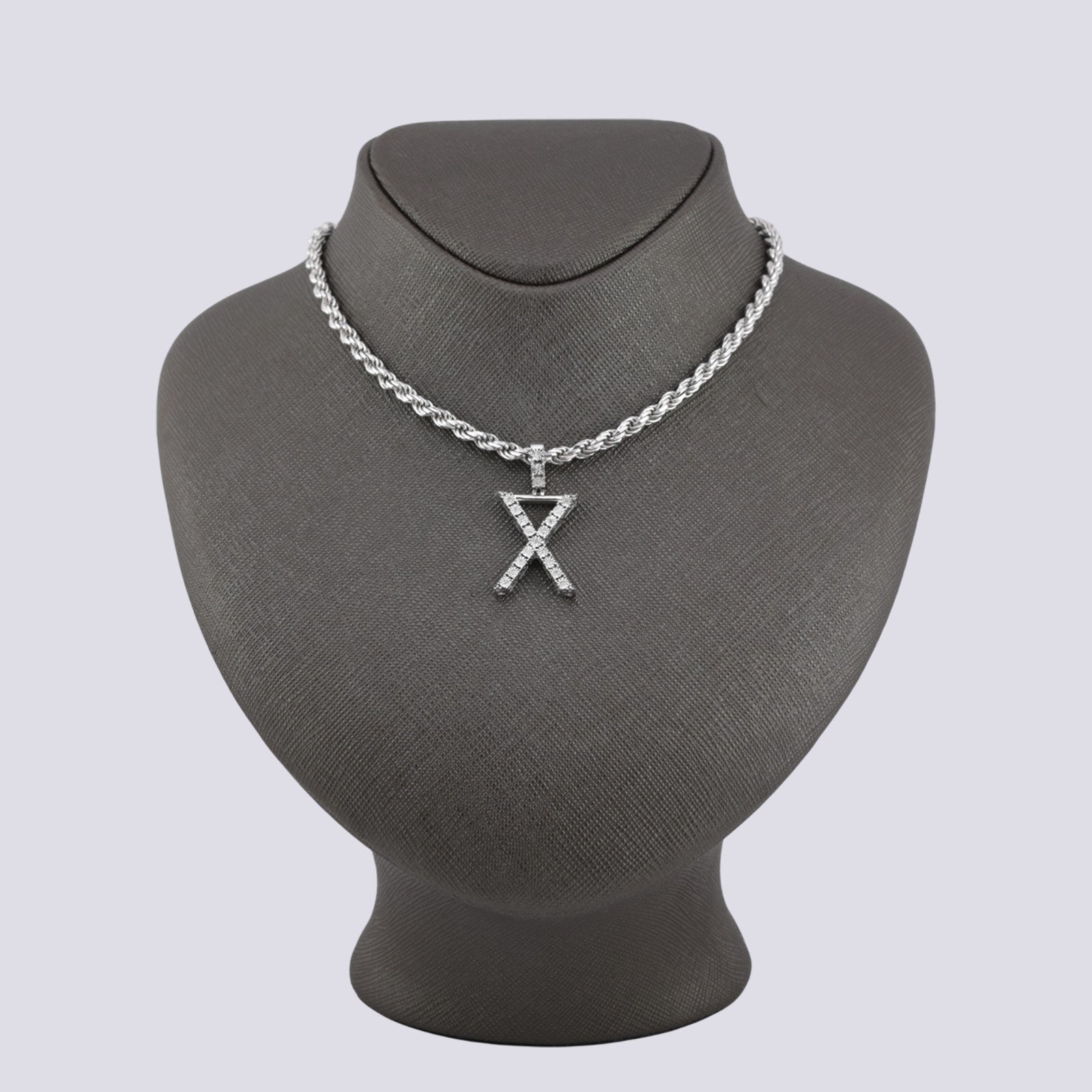 925 Silver Natural 0.15 CTW Diamond Initial Alphabet "X" Pendant 2g Unisex Charm