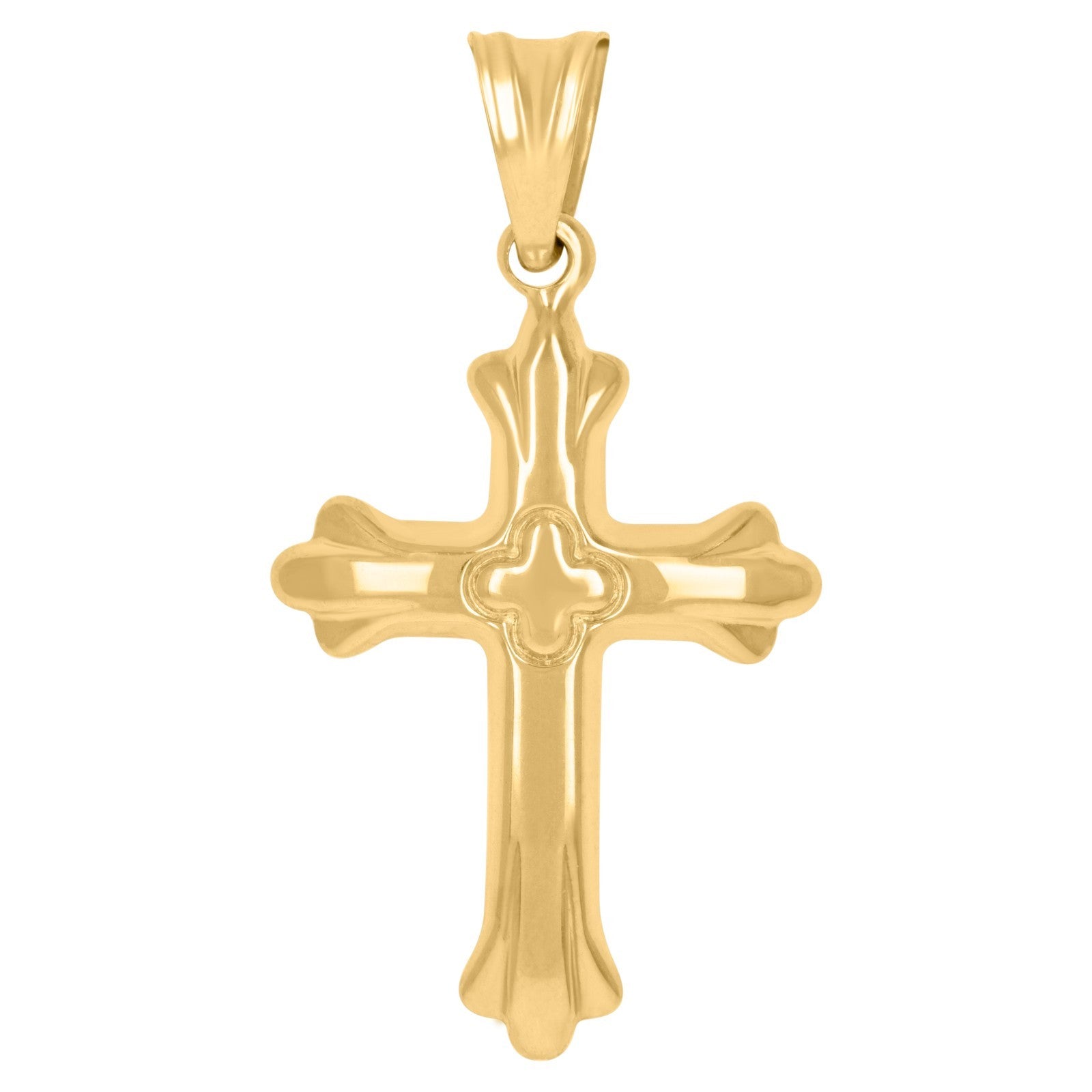 10k Yellow & White Gold Unisex Diamond Cut Cross Religious Charm 1.2gms Pendant