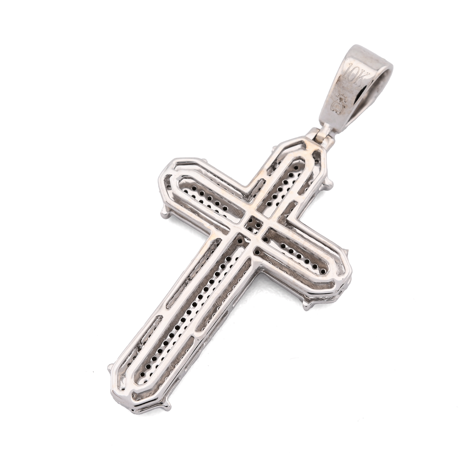10k White Gold 0.5CTW Natural Diamond Cross Charm 5.3gms Religious Mens Pendant