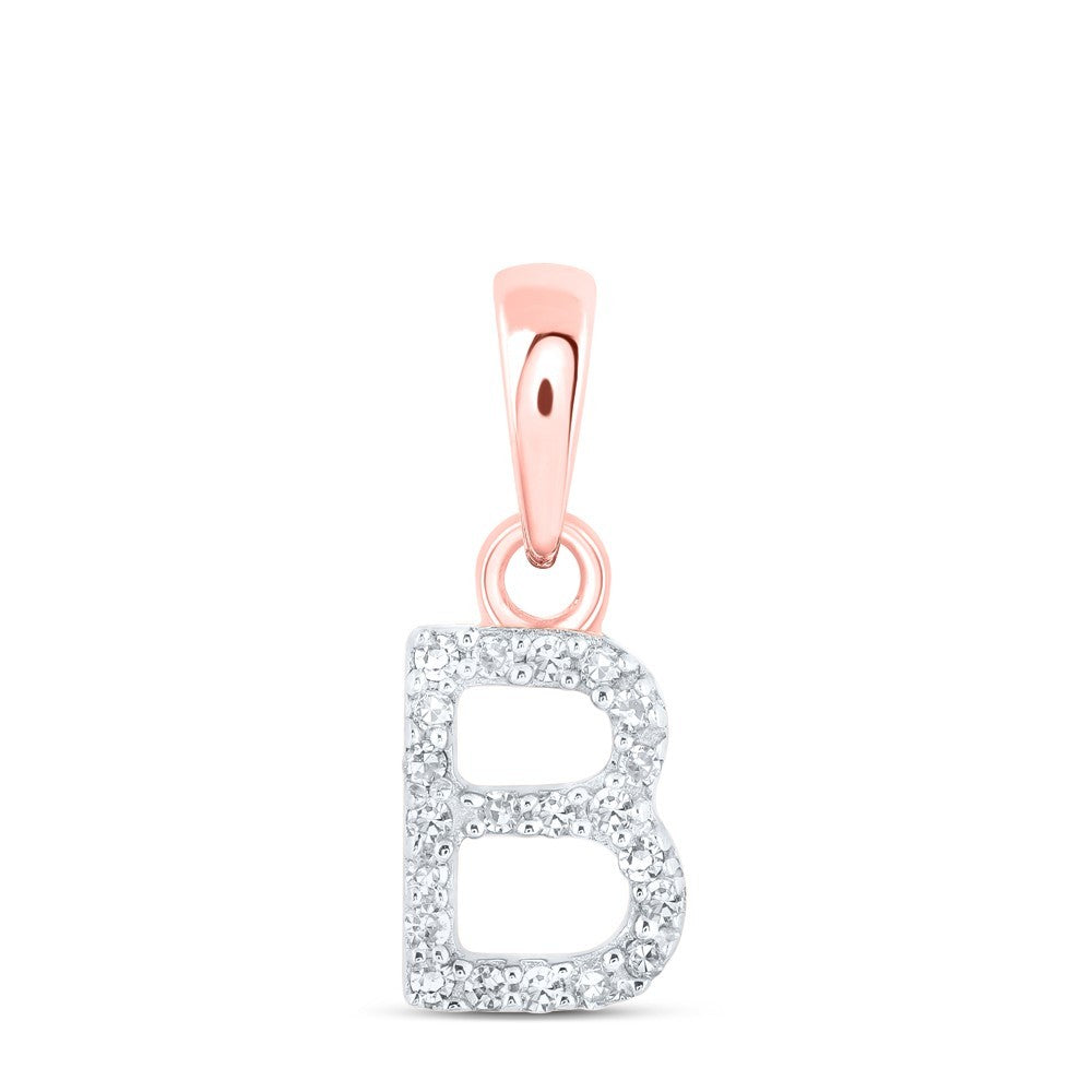 0.04CTW Natural Diamond 0.42g 10k Rose Gold Initial "B" Pendant Letter Charm