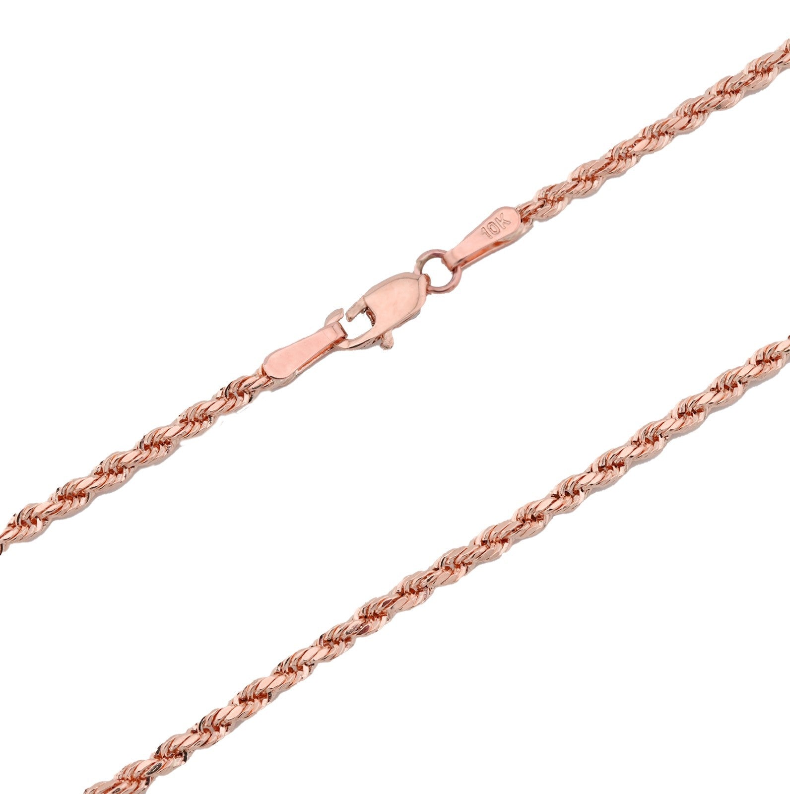 10k Rose Gold 1.5MM Diamond Cut Rope Chain Necklace Mens Womens 20 Inches
