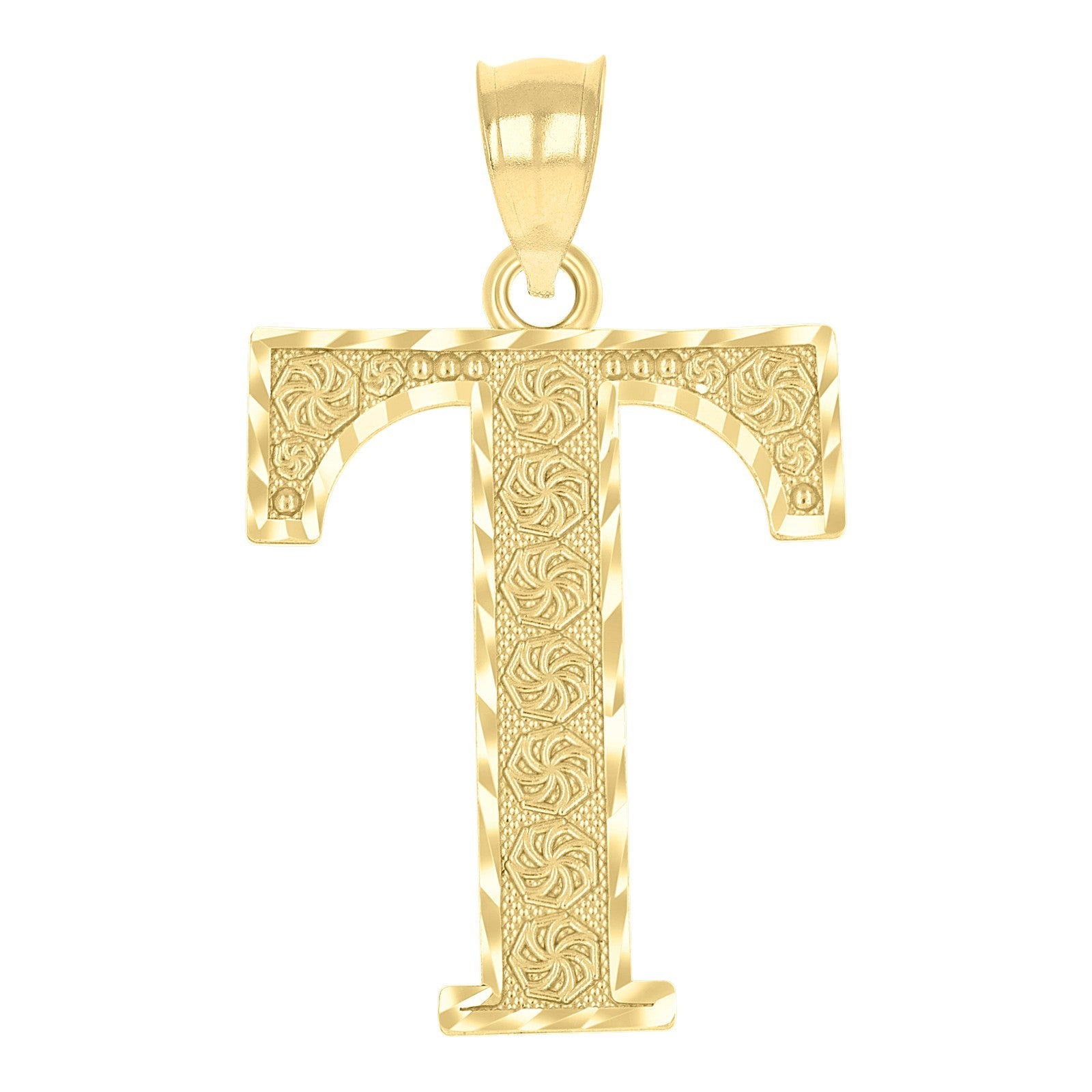 10k Yellow Gold Initial Letter "T" Pendant 2g Alphabet Unisex Charm