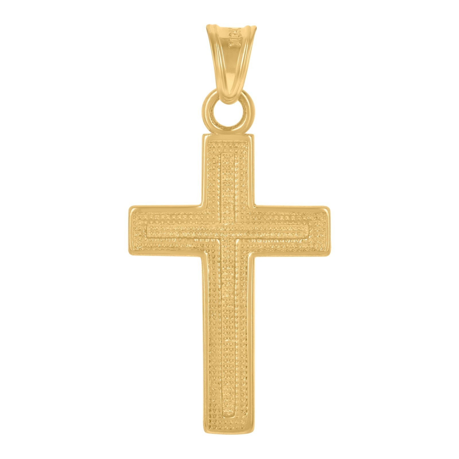 Mens Diamond-Cut Style 10k Yellow Gold Cross Religious Charm 1.3gms Pendant