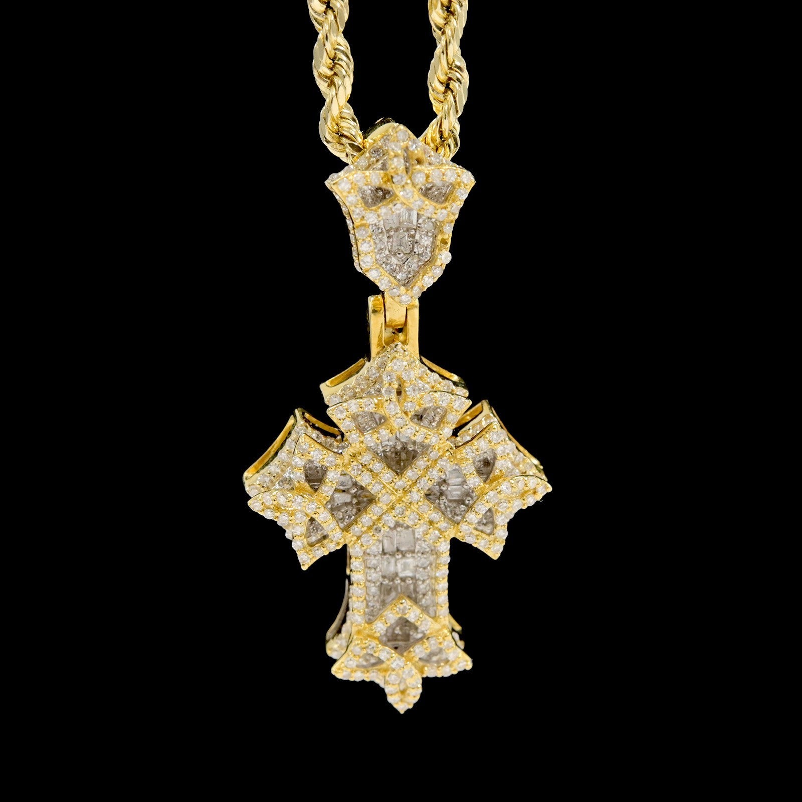 10k Yellow Gold 0.75CTW Natural Round Diamond Cross Pendant Religious 4.7g Charm