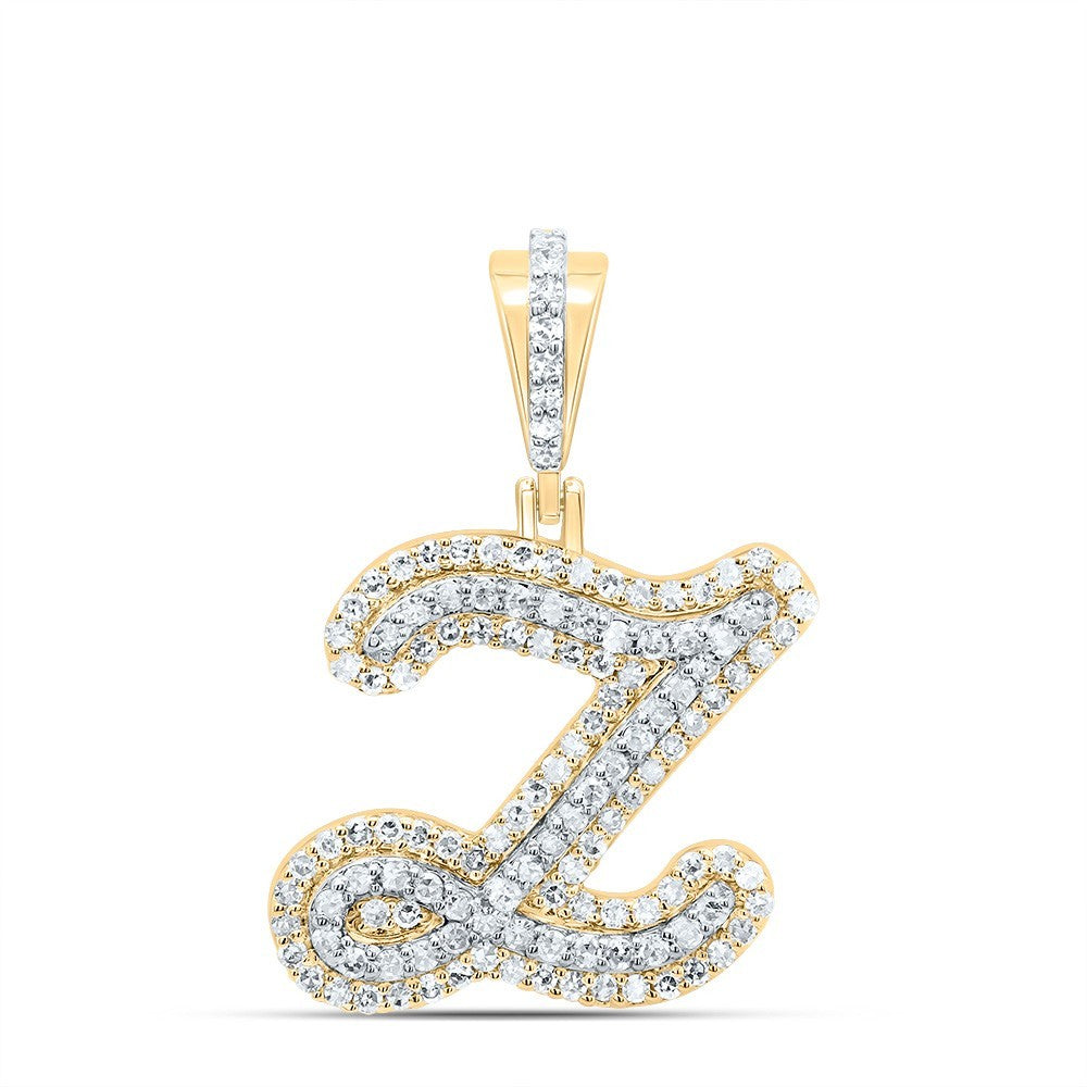 10k Yellow Gold Mens 0.44 CTW Natural Diamond Initial "Z" Charm 2.04g Pendant