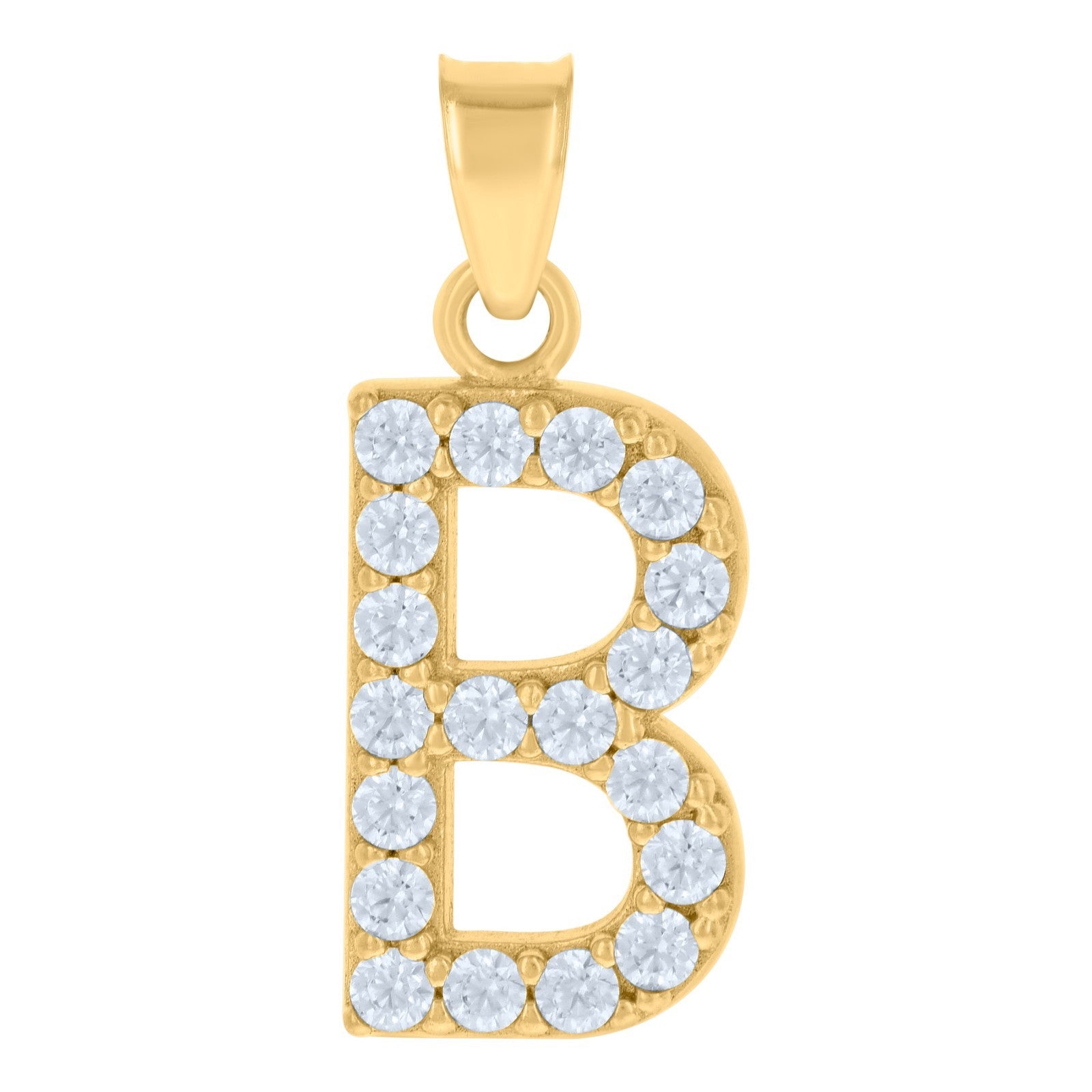 10k Yellow Gold Cubic Zirconia Initial "B" Pendant 1.1g Alphabet Unisex Charm