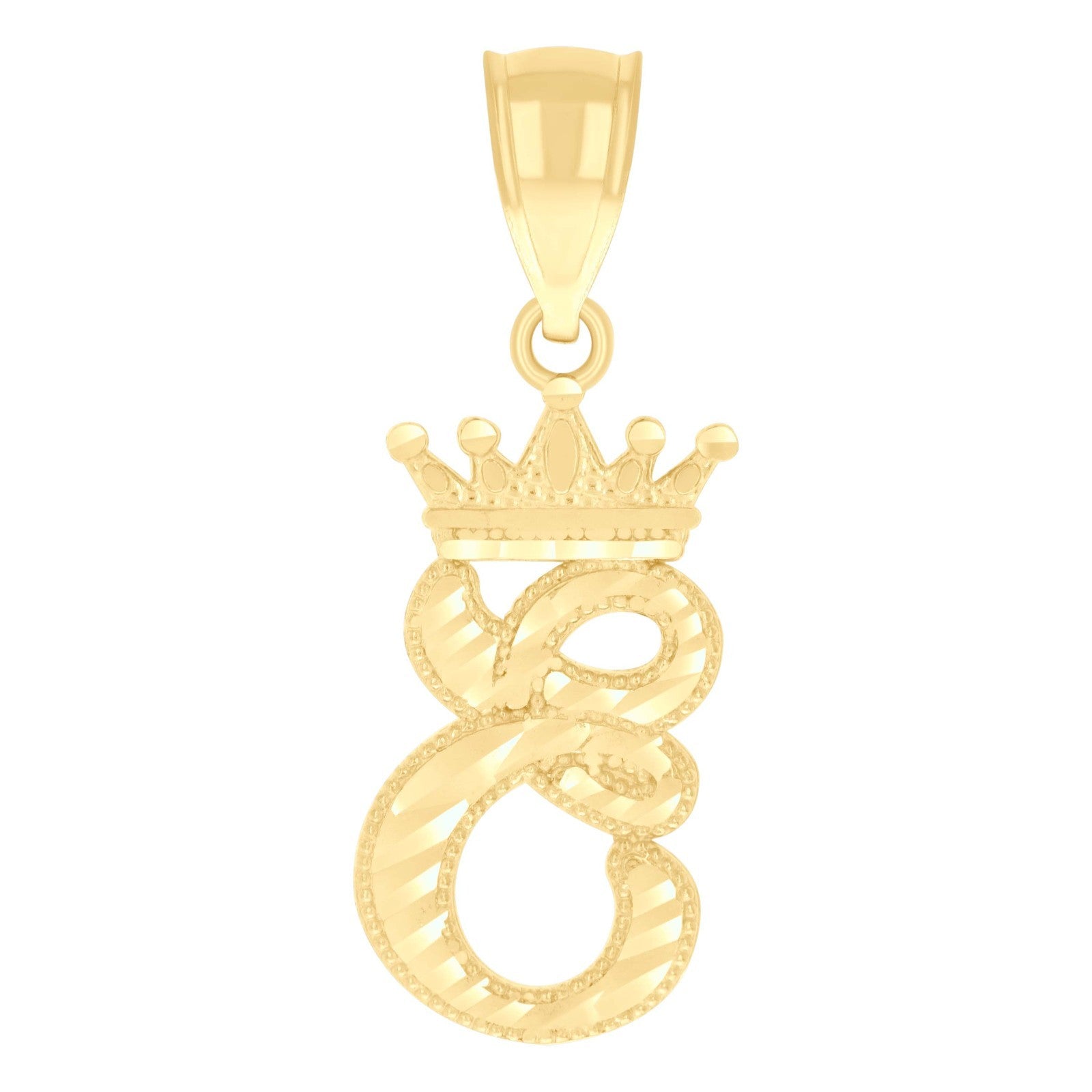 10k Yellow Gold Crown Initial Letter "E" Pendant 1.1g Alphabet Unisex Charm
